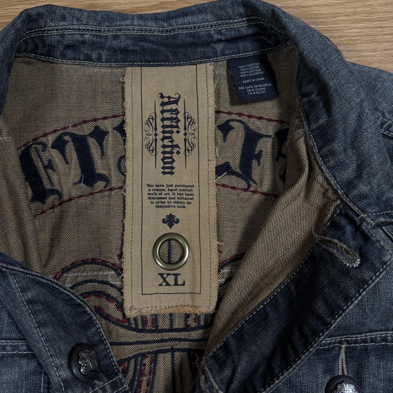 Affliction Affliction Denim Jacket Fleur Filigree Mens XL Size US XL / EU 56 / 4 - 5 Thumbnail