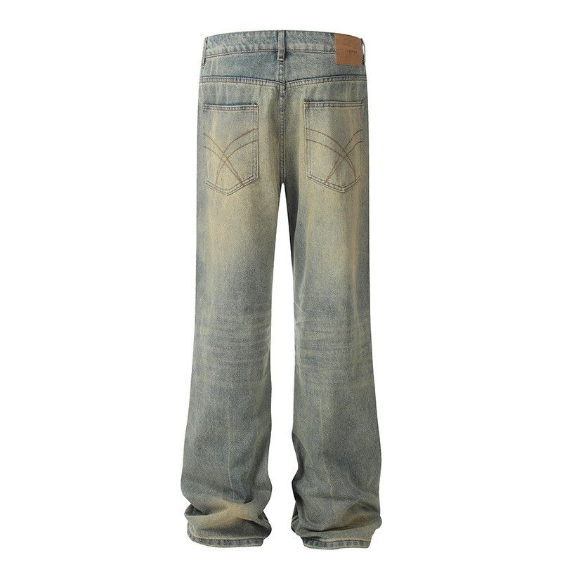 Japanese Brand Men's washed distressed ripped casual straight loose jeans Size US 32 / EU 48 - 2 Thumbnail