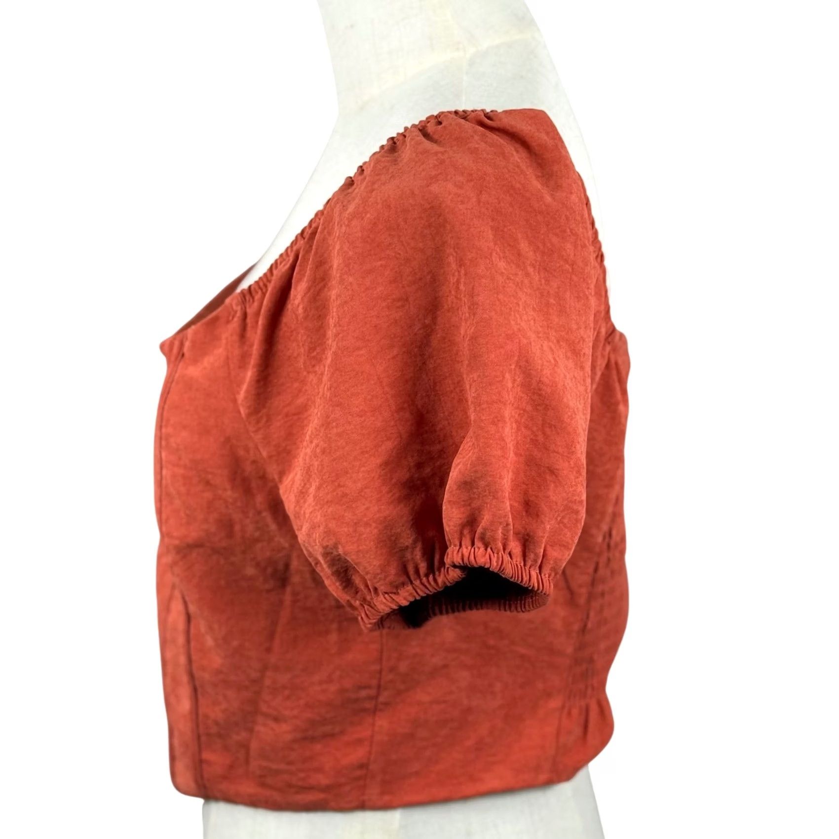 Vintage Kiri ous L Corset Crop Top Puff Sleeve Smocked Back Milkmaid Prairie Renaissance Orange XS? Size L / US 10 / IT 46 - 2 Thumbnail