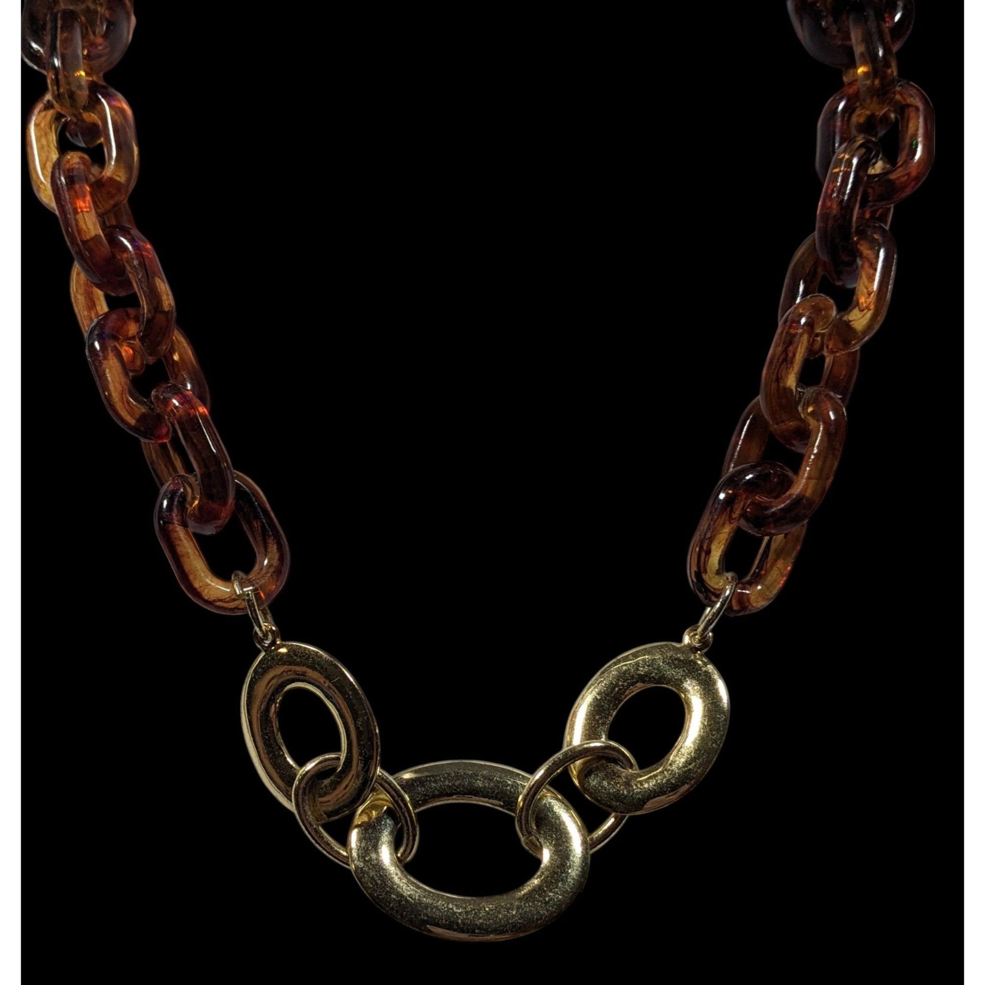 Other 90s Style Tortoise And Gold Tone Chunky Link Necklace Size ONE SIZE - 2 Thumbnail