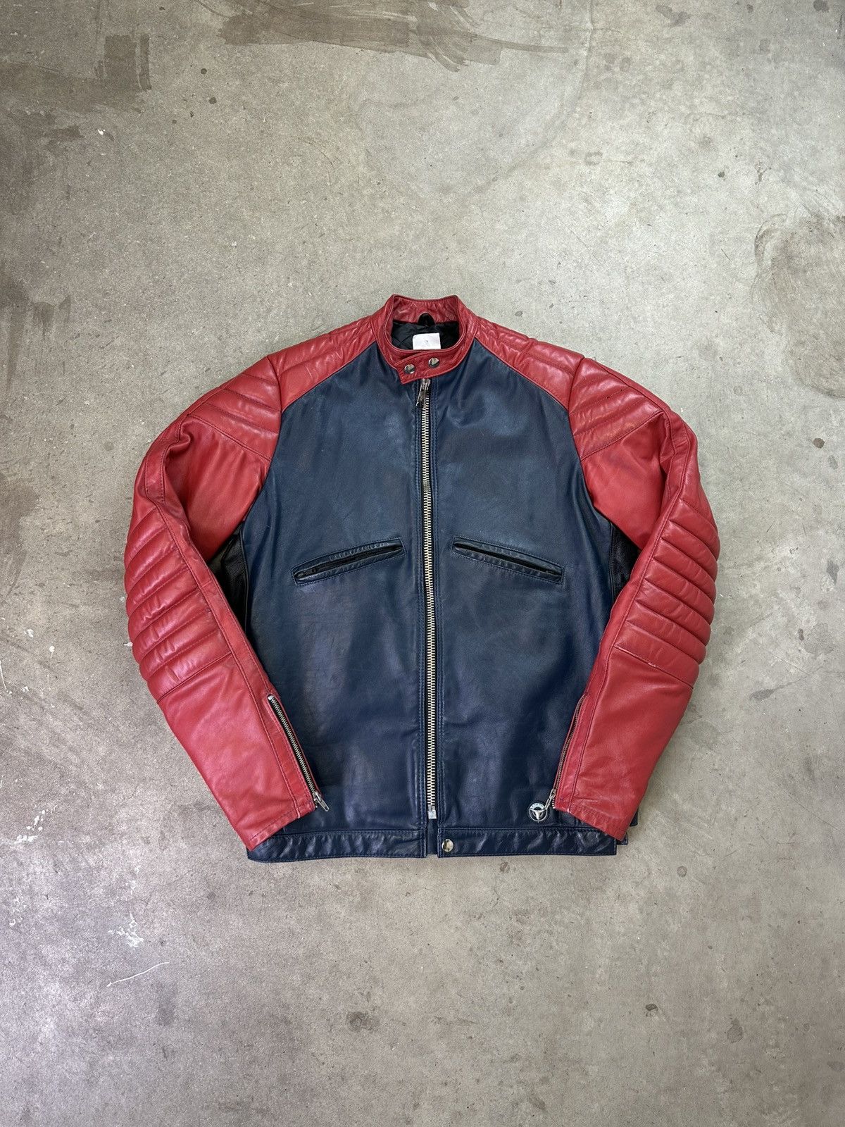 Vintage vintage 80s taurus moto leather jacket navy red M/L Size US M / EU 48-50 / 2 - 1 Thumbnail