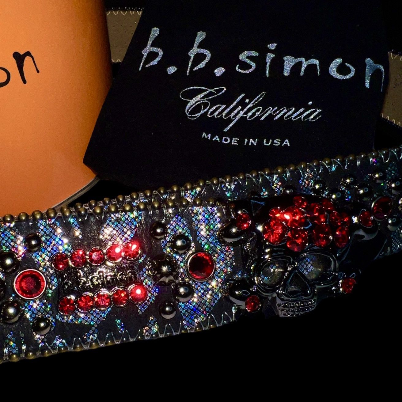 B.B. Simon BB SIMON Black AB Iridescent Snakeskin Belt Size ONE SIZE - 13 Thumbnail