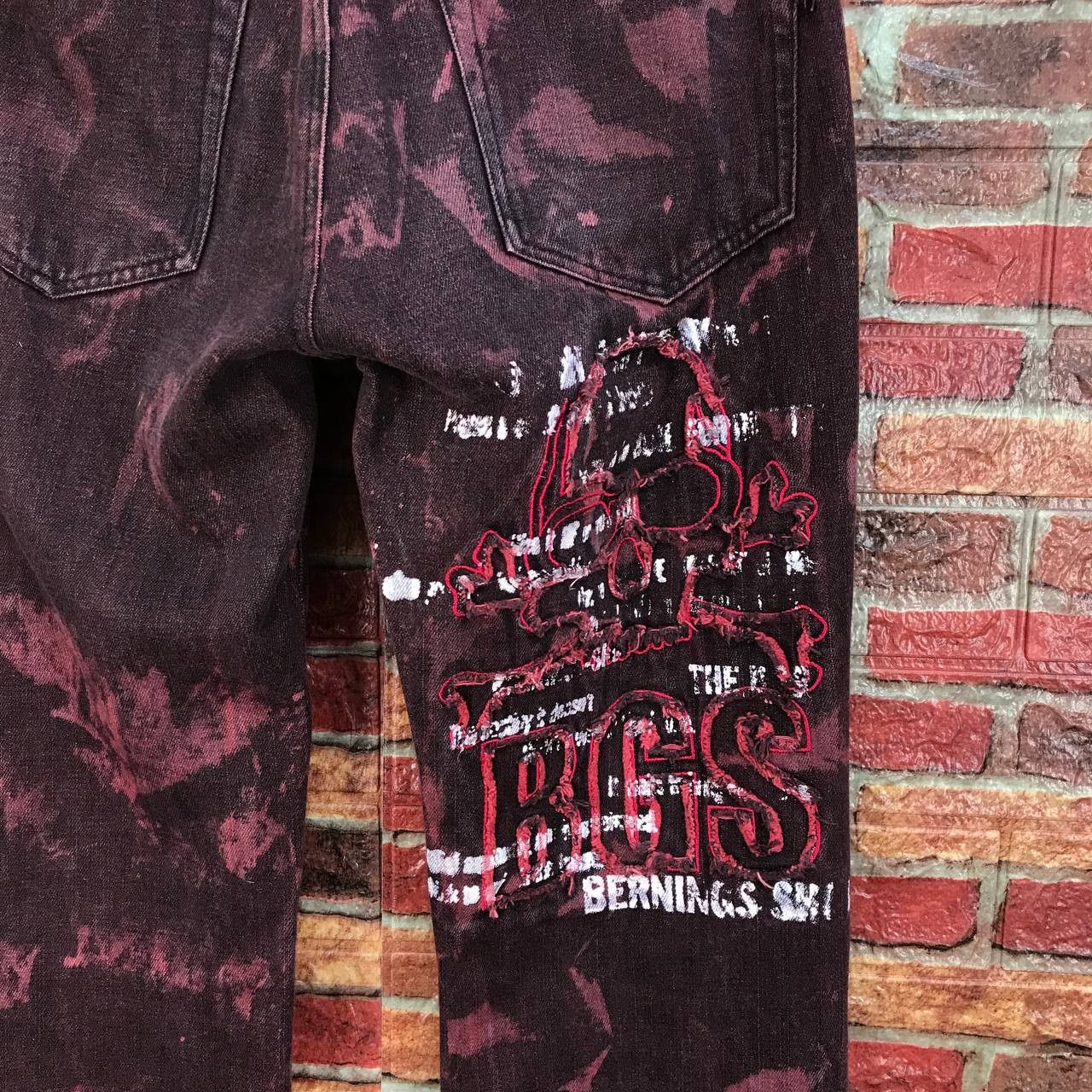 If Six Was Nine FLARED🔥BERNING-SHO DYE CYBER-PUNK SKULL DISTRESSED DENIM Size US 28 / EU 44 - 2 Thumbnail