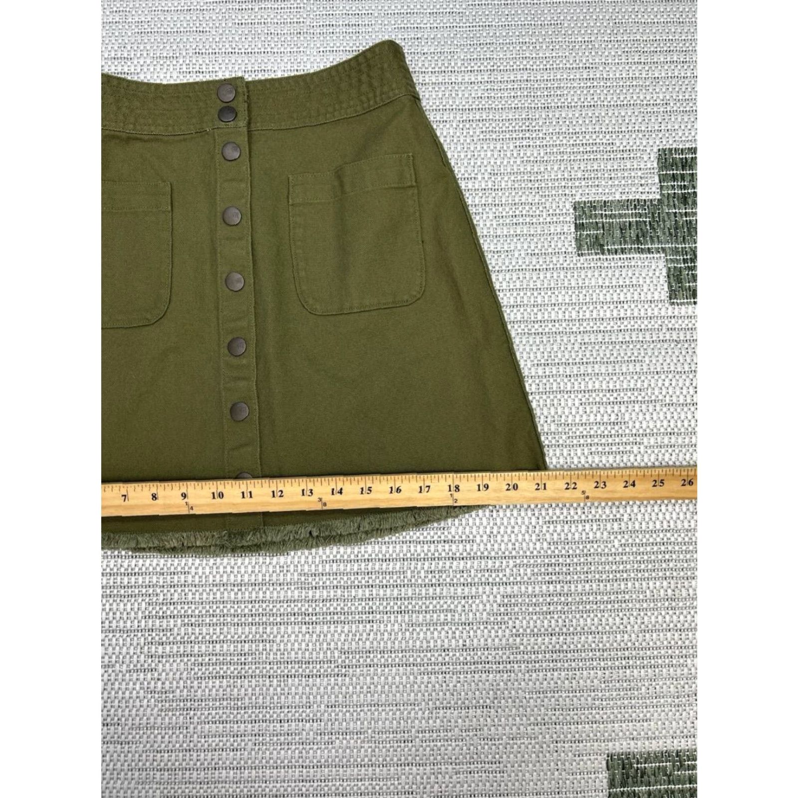 Madewell Madewell Skirt A-Line Womens 2 Green Cotton Stretch Denim Snap Front New Size 26" / US 2 / IT 38 - 5 Thumbnail