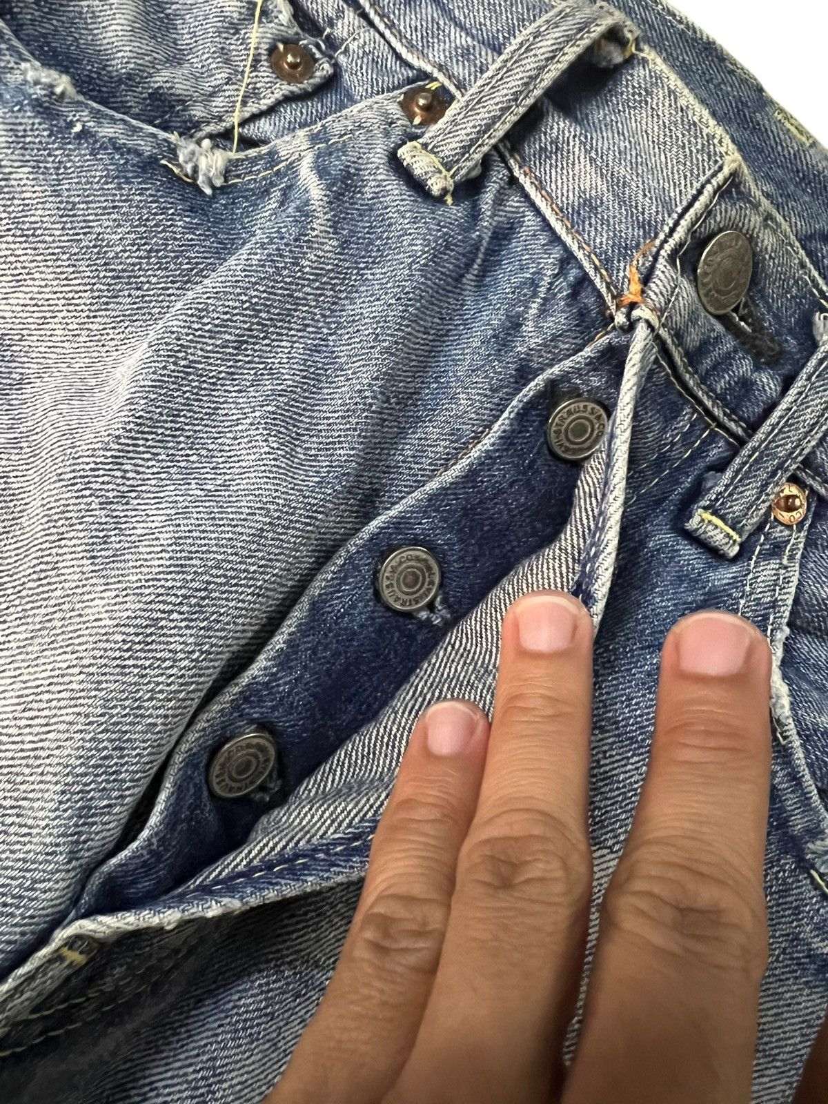 Levi's Vintage Distressed Levi’s 501 Big E Selvedge Faded Jean Size US 27 - 14 Thumbnail