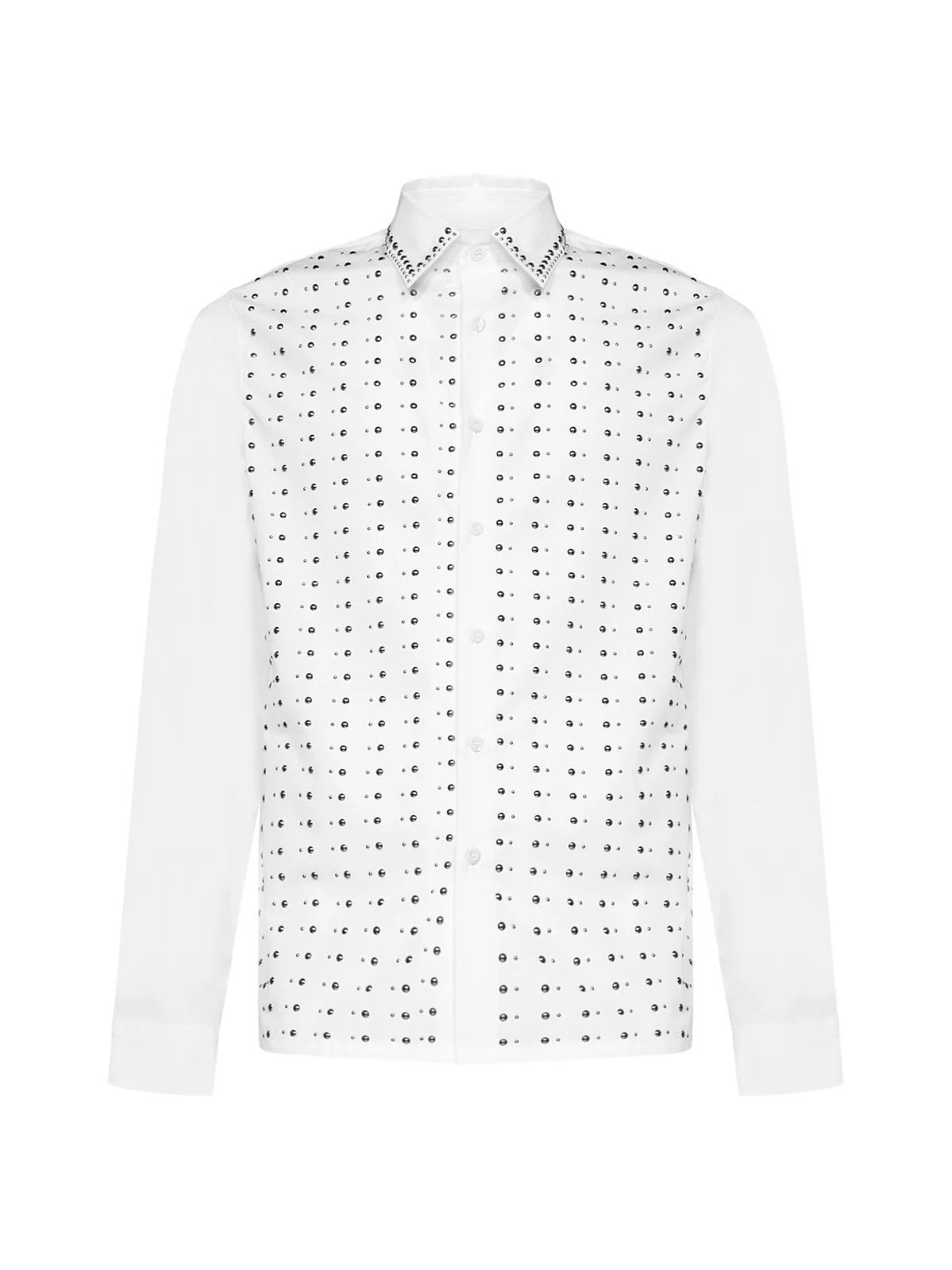Prada o1mt1gz0225 Stud Embellished Party Shirt in White/Silver Size US XL / EU 56 / 4 - 1 Thumbnail