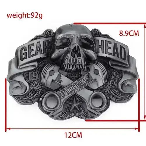 Leather GEAR HEAD Skull Buckle Belt Size ONE SIZE - 3 Thumbnail
