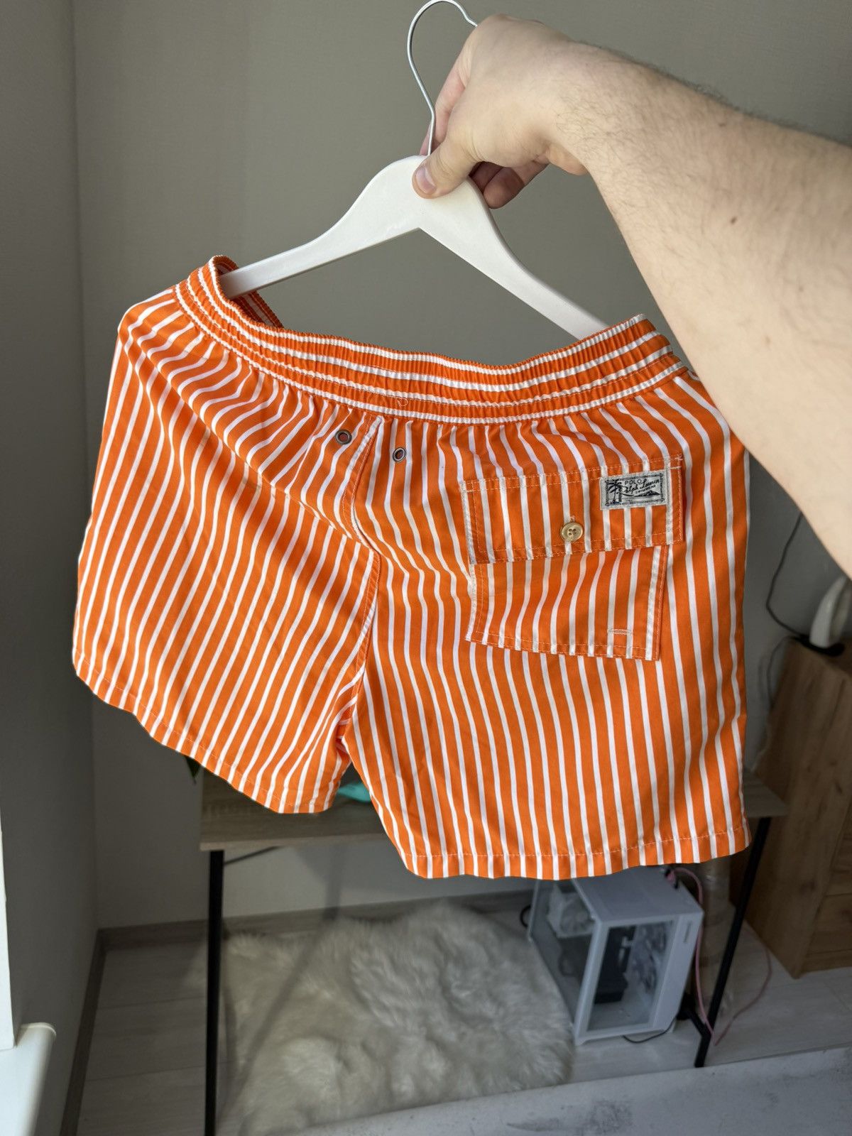 Polo Ralph Lauren Vintage Polo Ralph Lauren Swim Shorts Orange Striped Swim Size US 30 / EU 46 - 3 Thumbnail