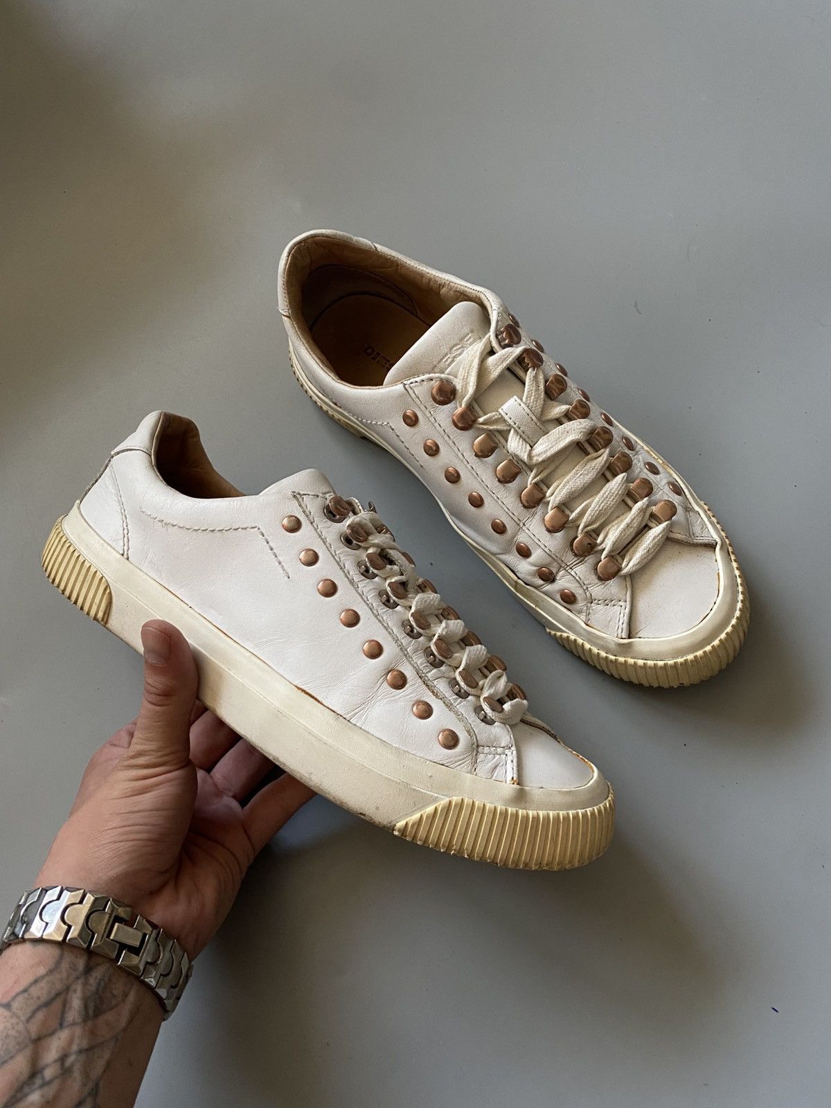 Diesel DIESEL y2k leather sneakers with metal buttons Size US 9 / IT 39 - 1 Thumbnail