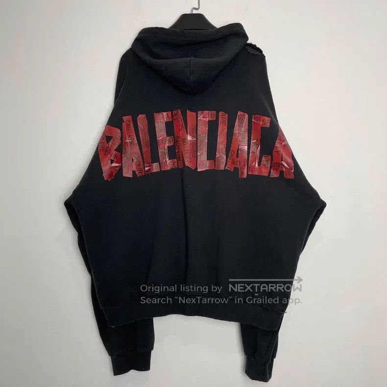 Balenciaga Balenciaga Graffiti Tape Washed Destroyed Zipper Hoodie Size US XL / EU 56 / 4 - 1 Thumbnail