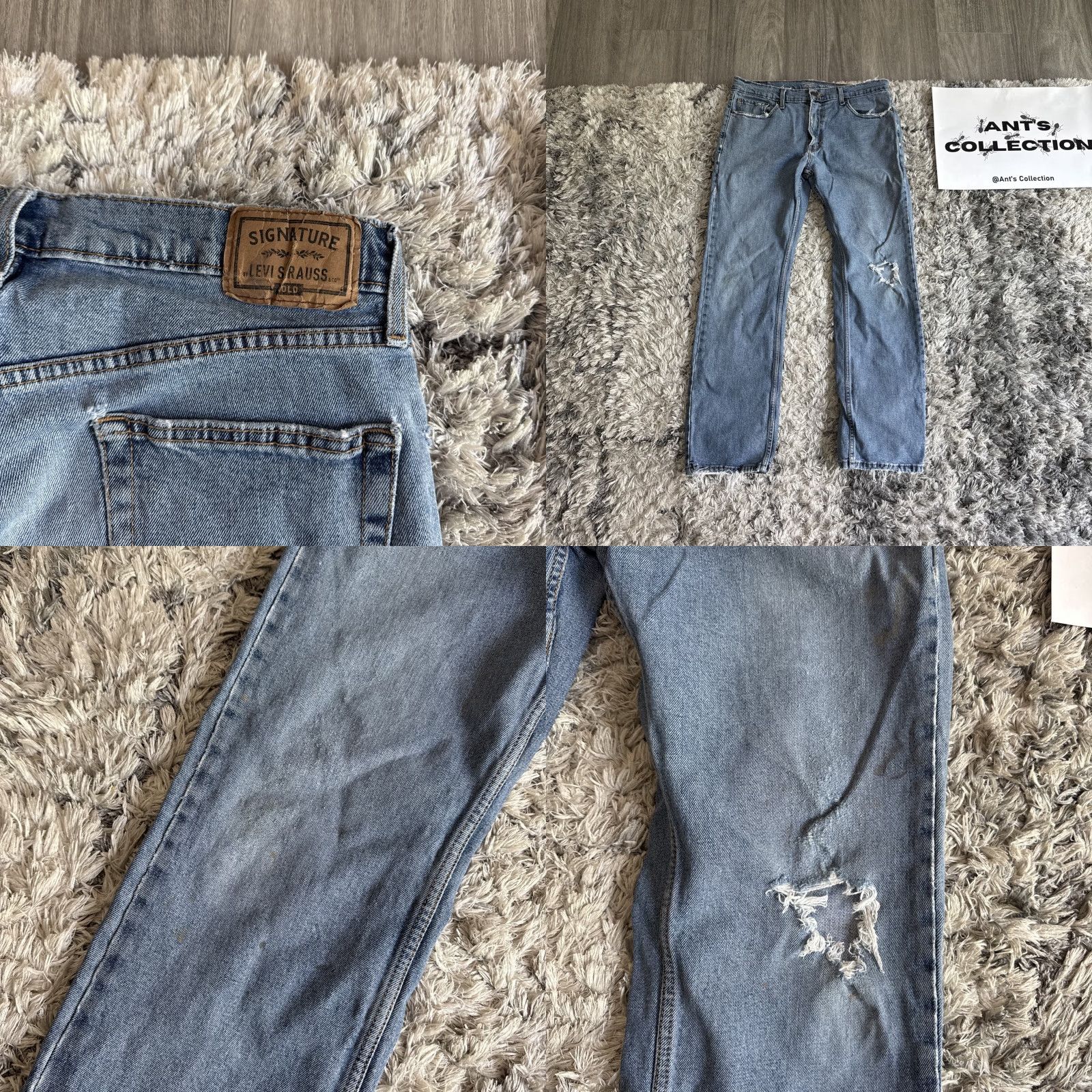 Levi's VINTAGE Levi's 00's Signature Straight Jeans DAMAGED Men 34x30 Blue Denim Straight Jeans Mens 34 30 Size US 34 / EU 50 - 9 Thumbnail