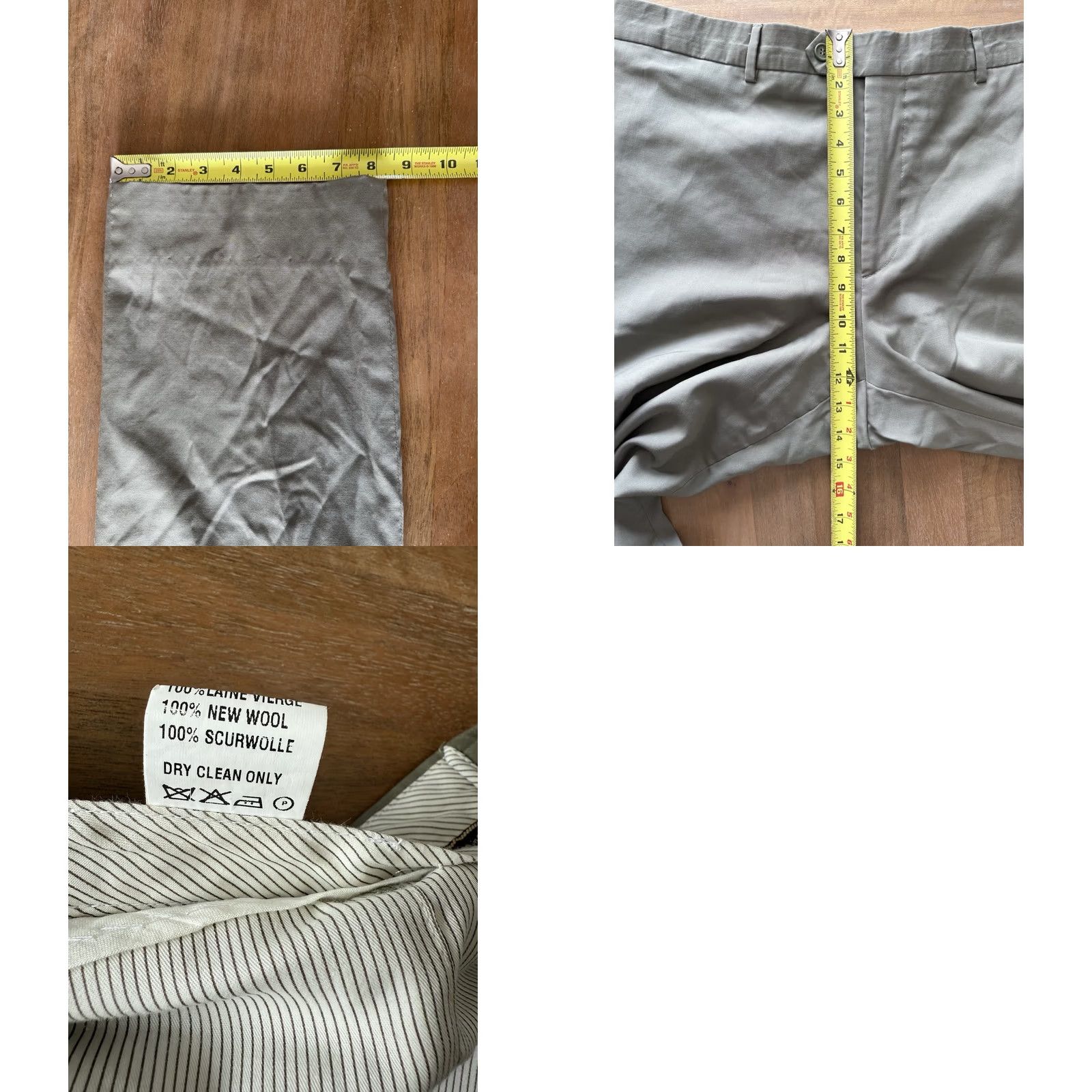 Vintage Tollegno 1900 Green Wool Dress Pants Mens Size 40x29 Trousers Regular Flat Front 5-Pocket Back Pocket Button Zipper Front Men’s Pants Size US 40 / EU 56 - 8 Thumbnail