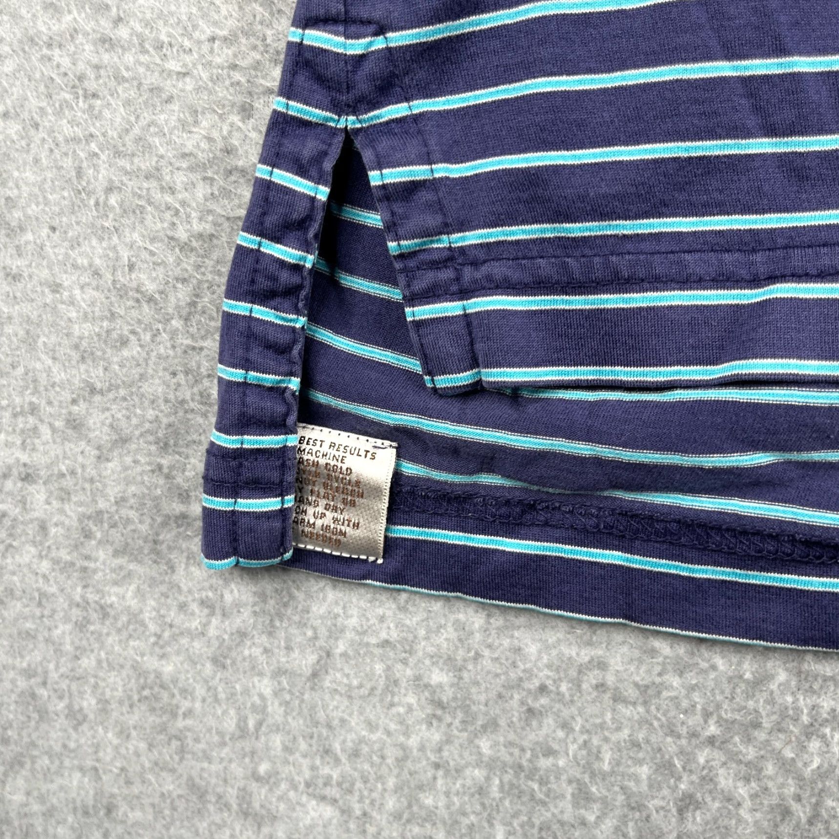 Peter Millar Peter Millar Polo Shirt XL Navy Blue Striped Short Sleeve Collared Button Closure Lightweight Mens Regular Fit Logo Casual Workwear Golf Size US XL / EU 56 / 4 - 2 Thumbnail