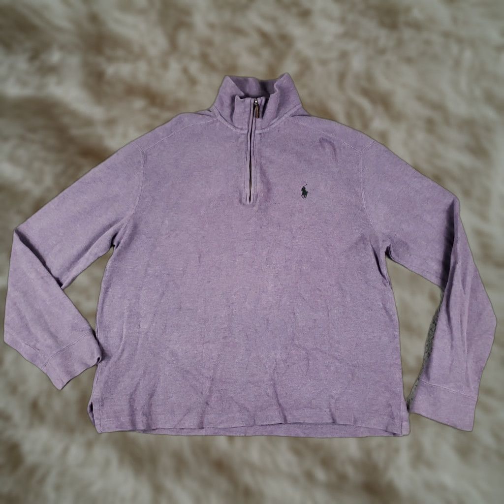Ralph Lauren Ralph Lauren Sweater Mens Medium Purple 1/4 Zip Pullover Knit Logo Mock Neck Classic Size US M / EU 48-50 / 2 - 1 Thumbnail