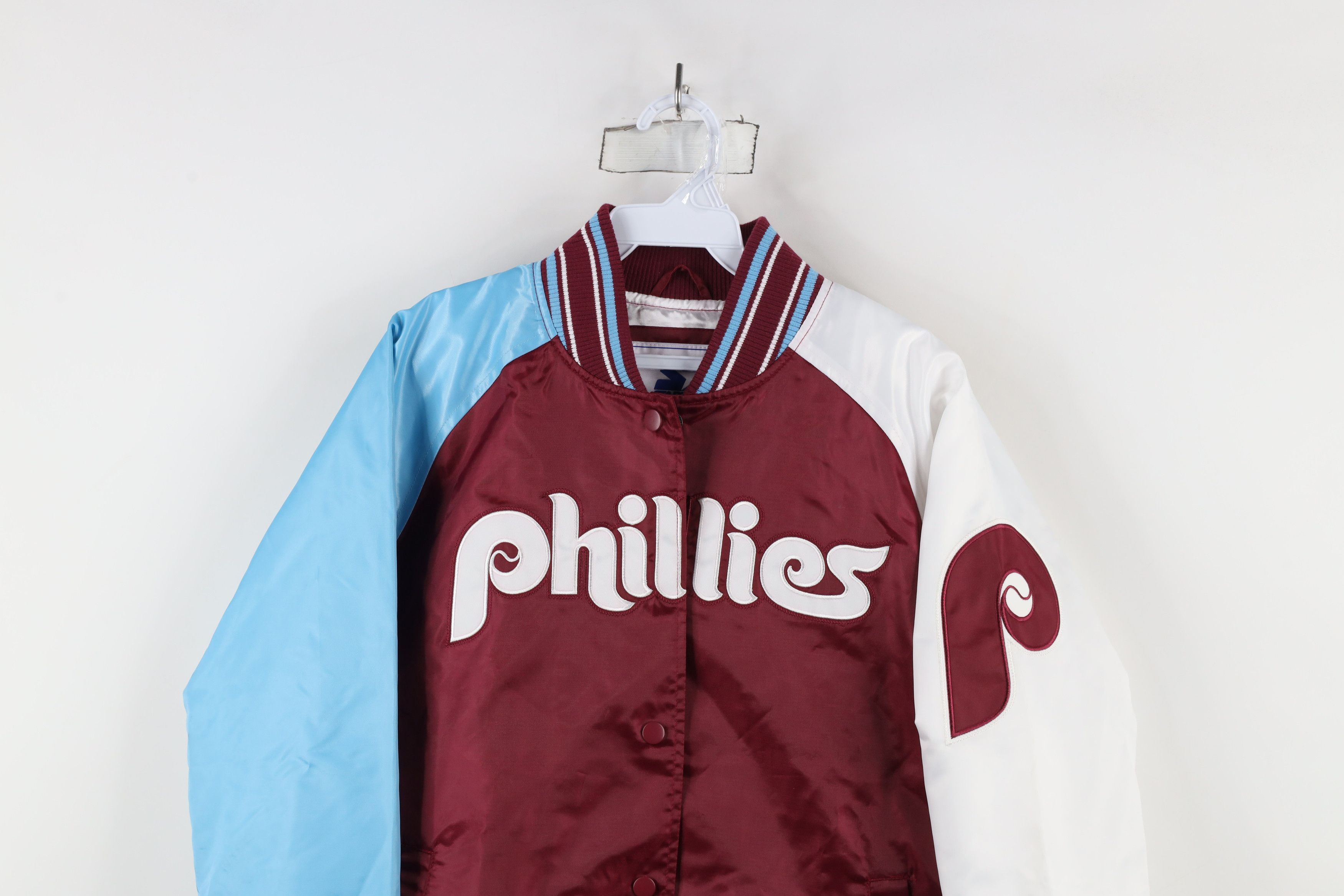 Starter × Vintage Vintage 90s Starter Philadelphia Satin Bomber Jacket Size US M / EU 48-50 / 2 - 2 Thumbnail