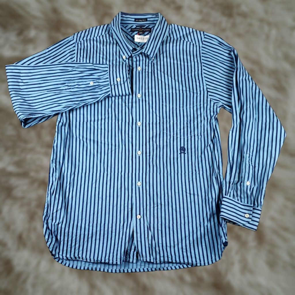 Tommy Hilfiger Tommy Hilfiger Shirt Mens XL Blue Striped Button-Up Long Sleeve Casual Size US XL / EU 56 / 4 - 1 Thumbnail