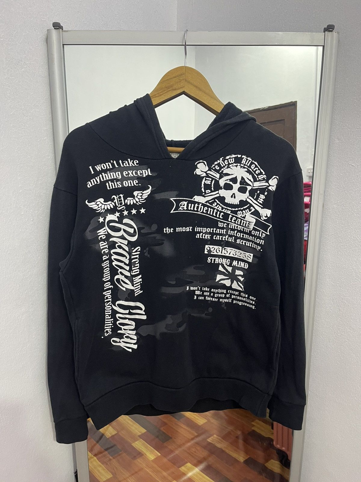 Japanese Brand Freude Skull Graphic Hoodie Black Boxy Fit Japan Size US S / EU 44-46 / 1 - 2 Thumbnail