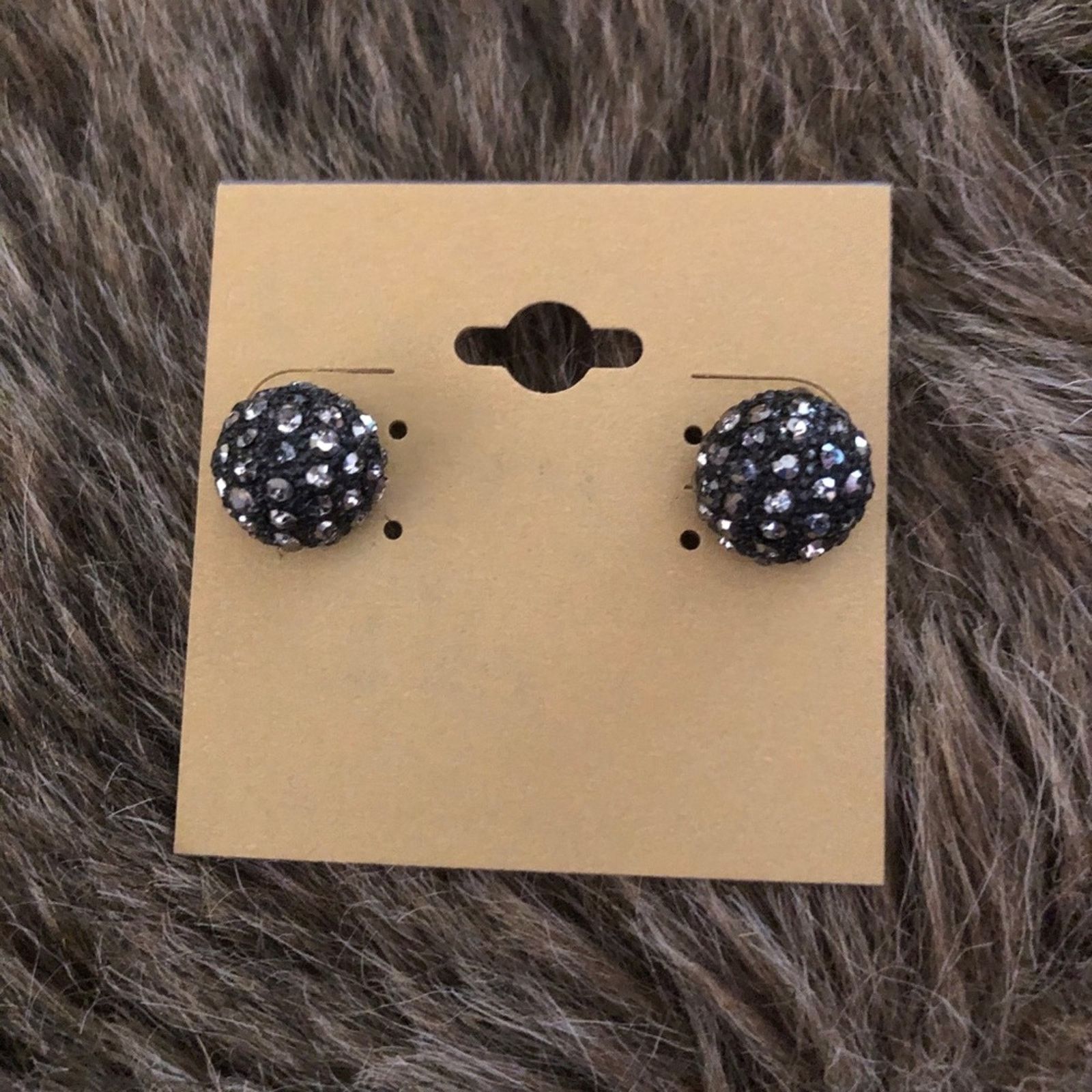 Jewelry Black rhinestone disco ball pierced earrings Size ONE SIZE - 2 Thumbnail