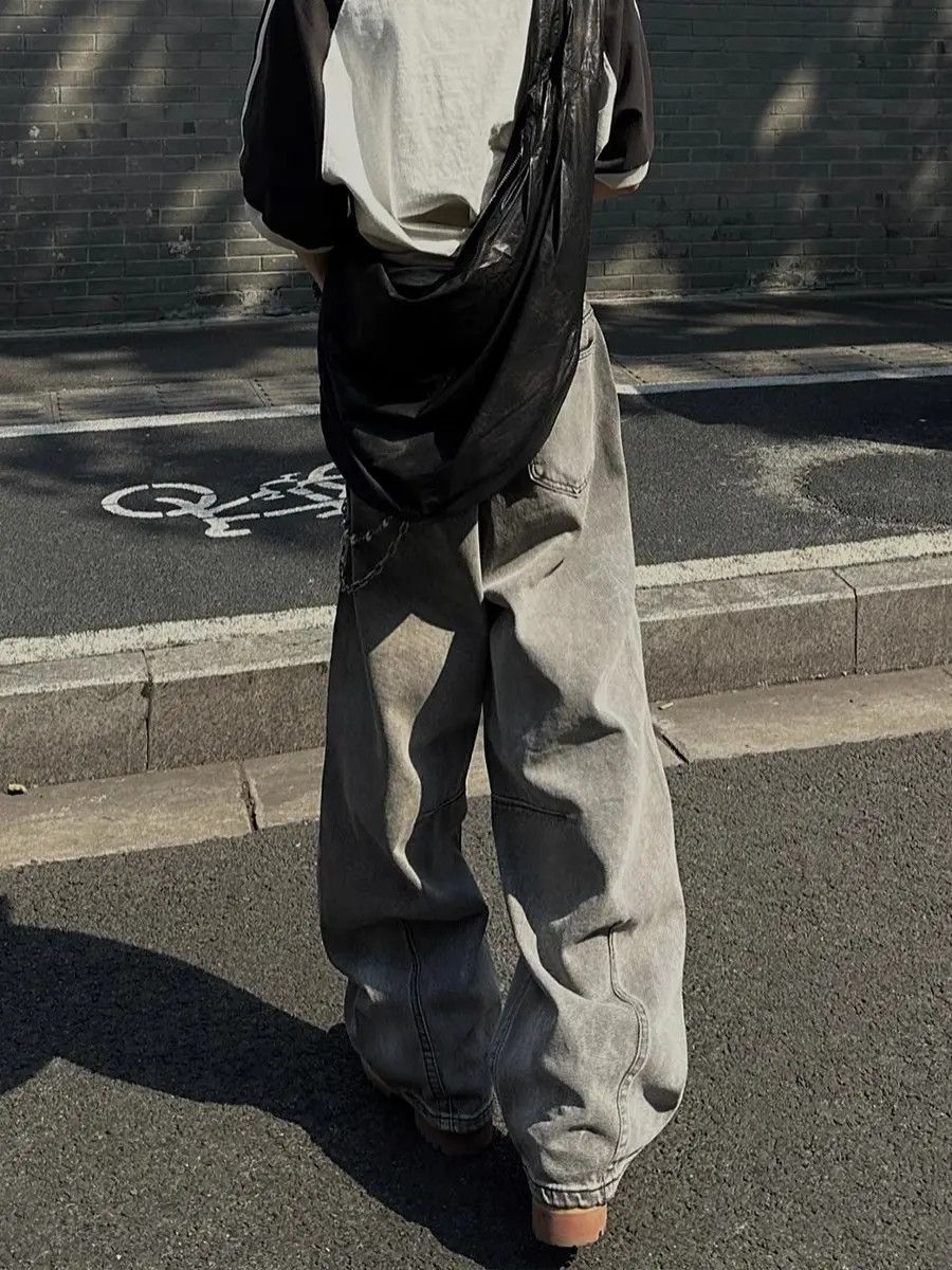 Japanese Brand × Jean Loose straight leg washed denim jeans Vintage Design Size US 32 / EU 48 - 6 Thumbnail