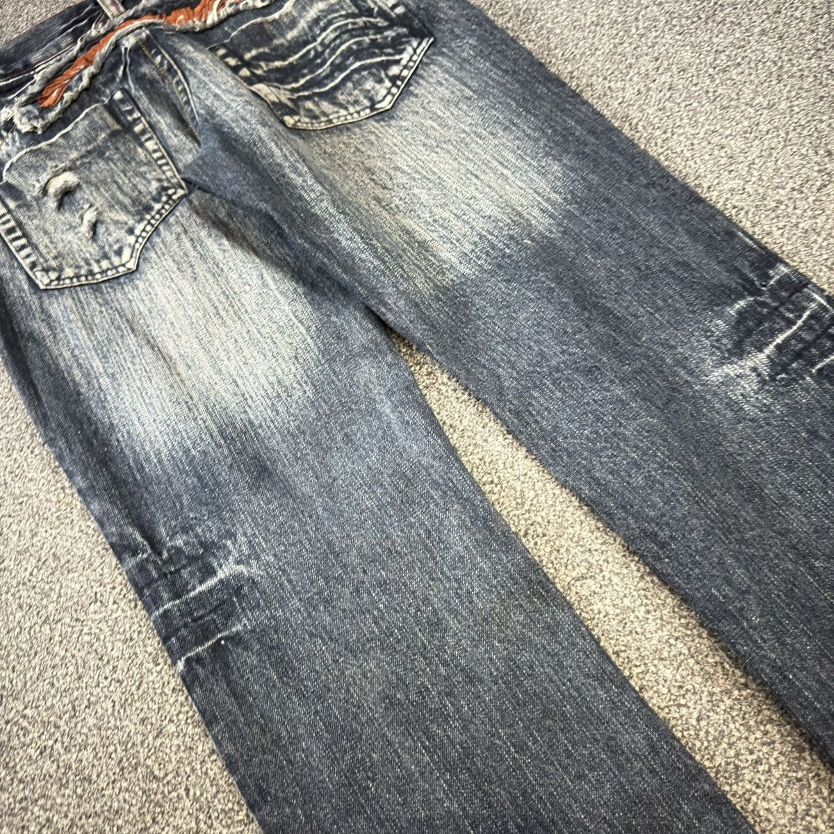 If Six Was Nine Vintage 90s Japanese Whisker Distressed Iron Denim Size US 34 / EU 50 - 11 Thumbnail