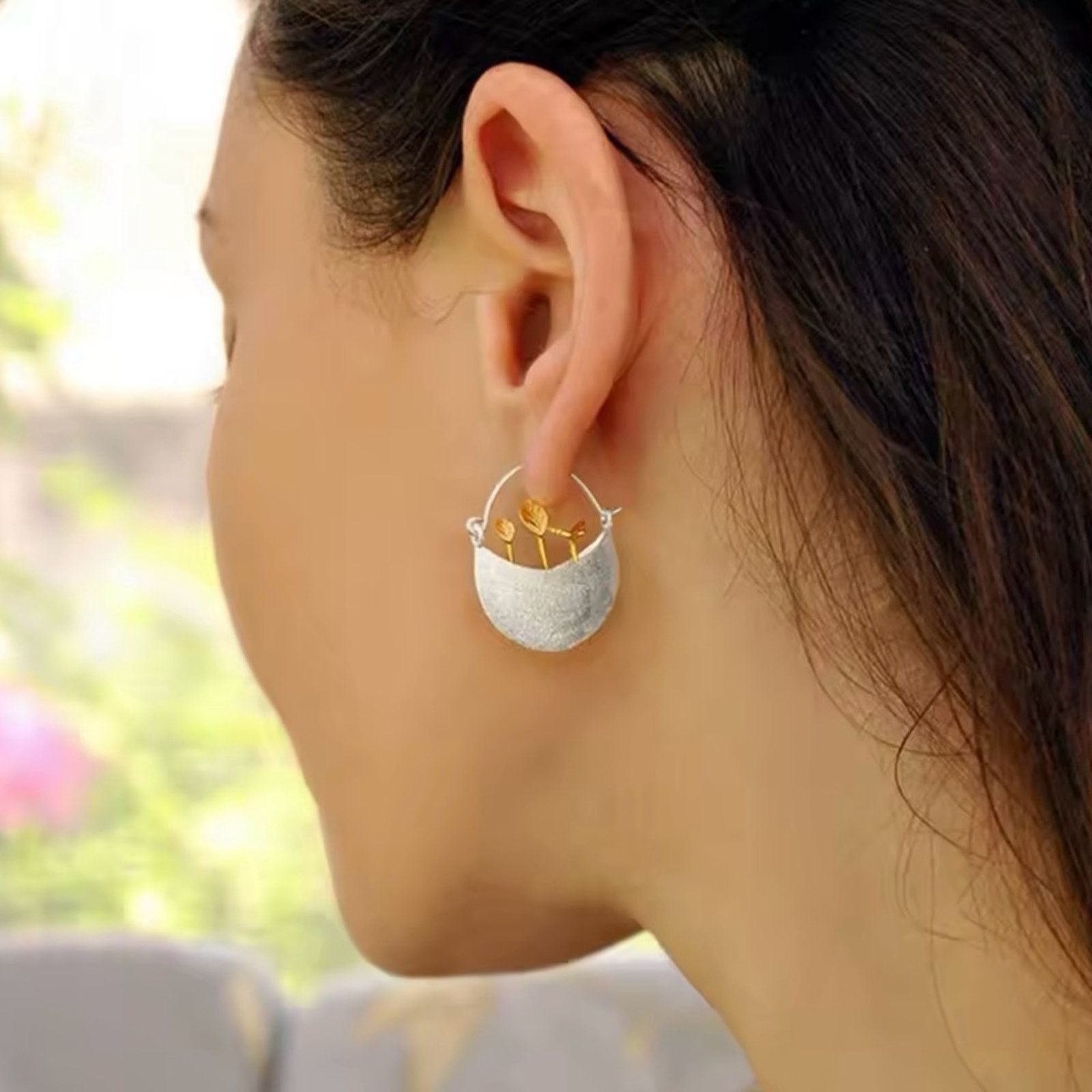 Other Flower Pot Hoop Earrings Size ONE SIZE - 3 Thumbnail