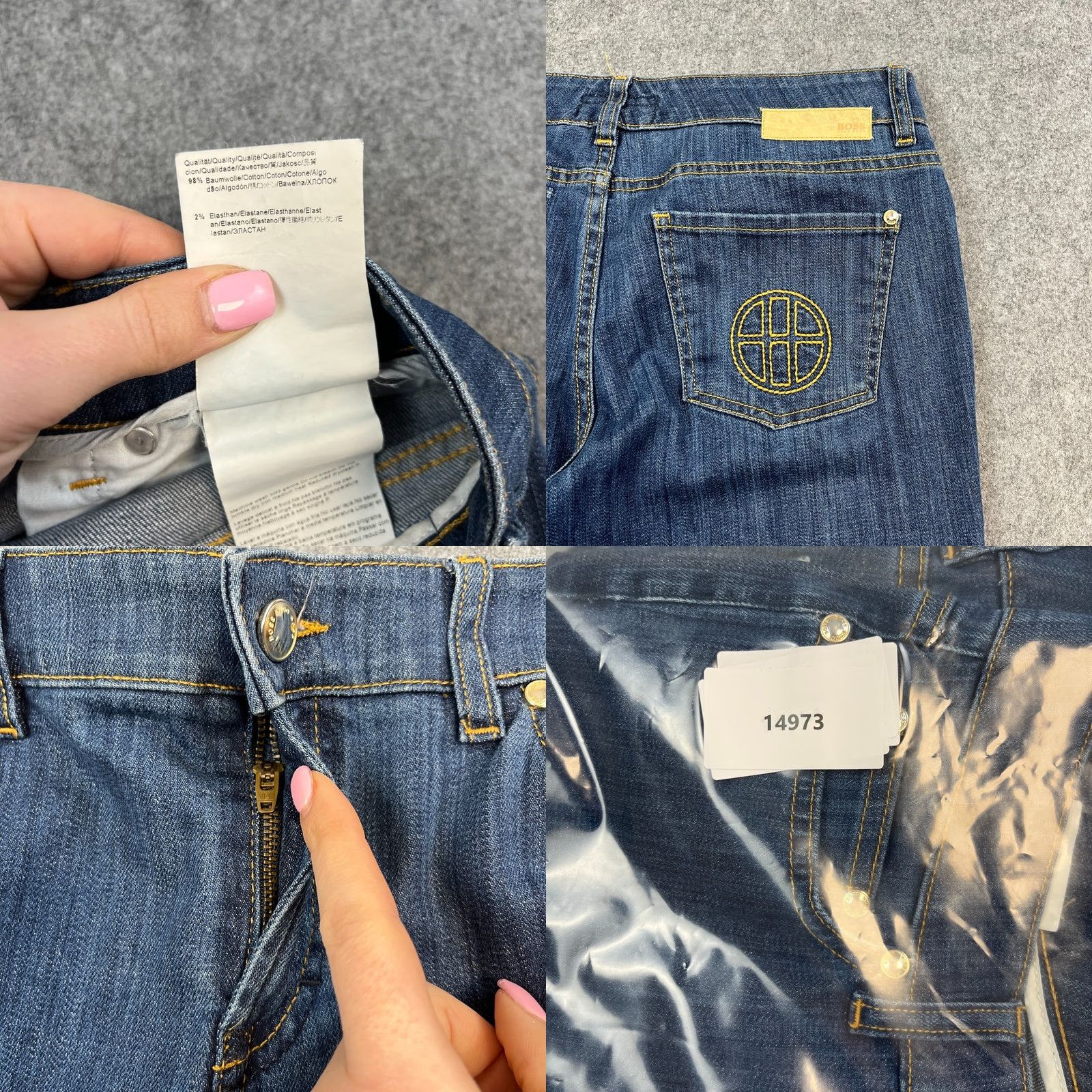 Hugo Boss HUGO BOSS Jeans Bootcut Womens 30 32 Blue Rinse Logo Stretch Easy Care Pockets Low Rise Denim Size 32" / US 10 / IT 46 - 9 Thumbnail