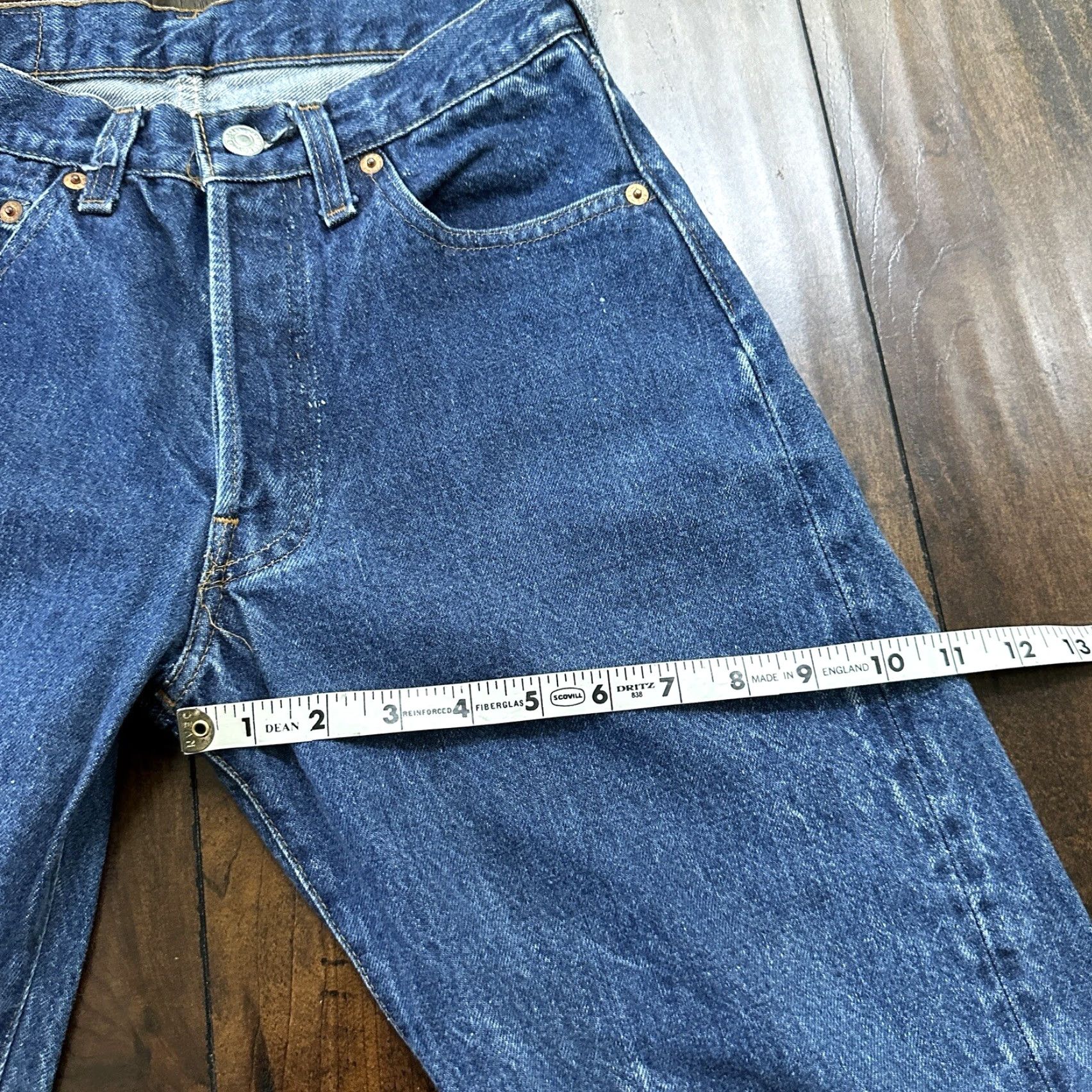 Levi's VINTAGE Levi's 501 XX Jeans Solid Denim Blue Regular 28x34 80s USA 70s Distressed Button Fly Mens Vintage Jeans 501 Series Straight Fit Size US 28 / EU 44 - 6 Thumbnail