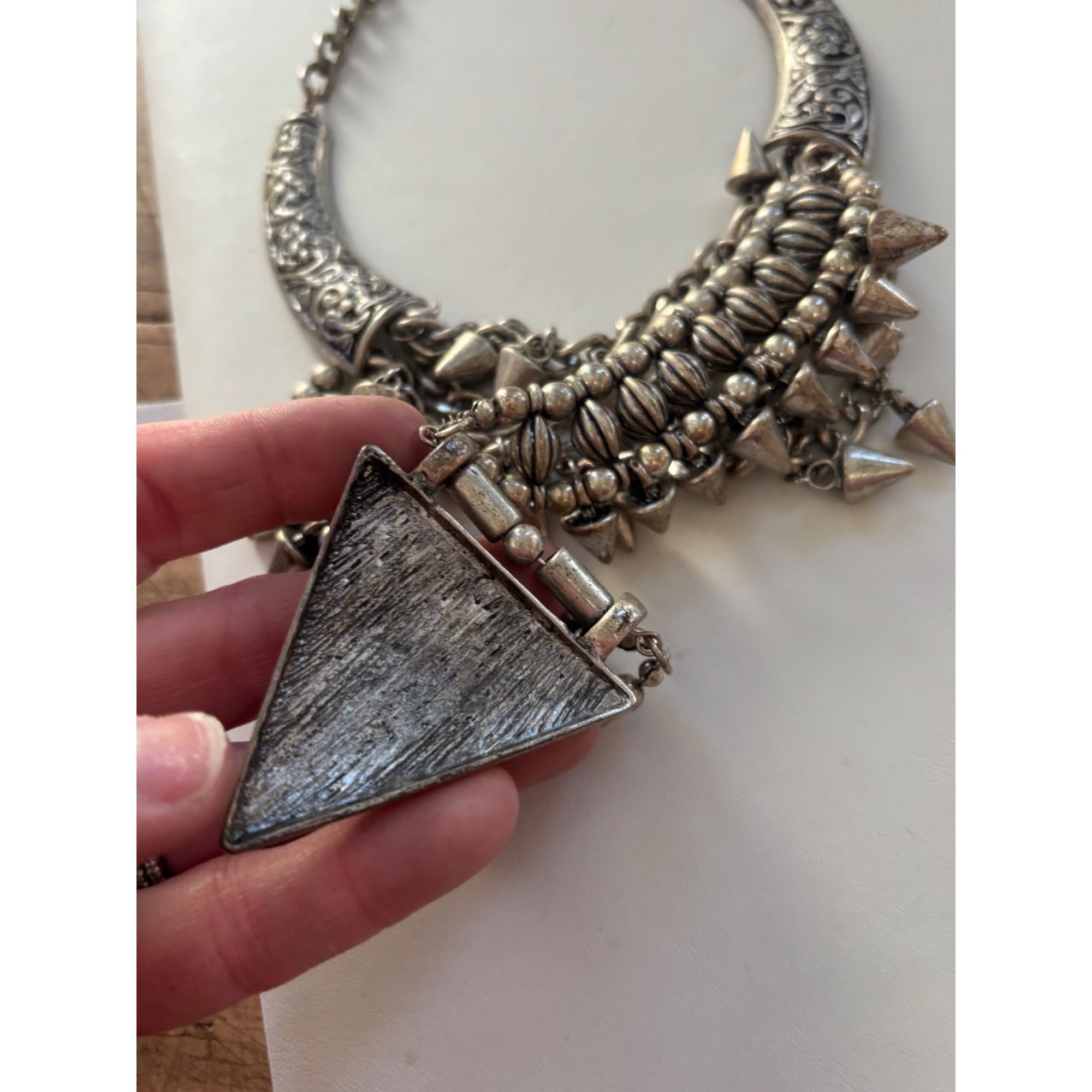 Other Bohemian Tribal Statement Necklace With Engraved Triangular Size ONE SIZE - 7 Thumbnail