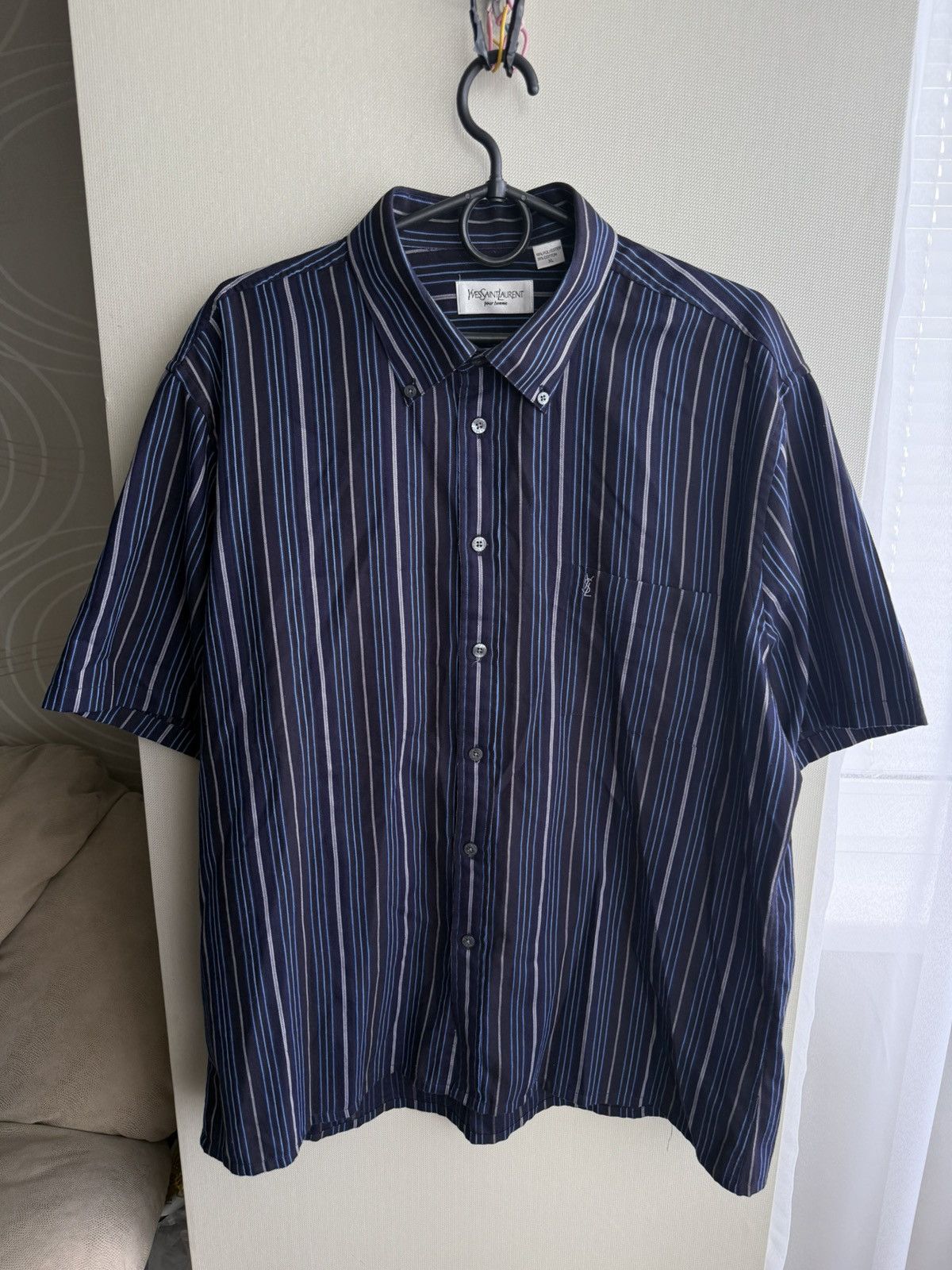Yves Saint Laurent Vintage YSL YvesSaintLaurent 90s striped short sleeve shirt Size US XL / EU 56 / 4 - 1 Thumbnail