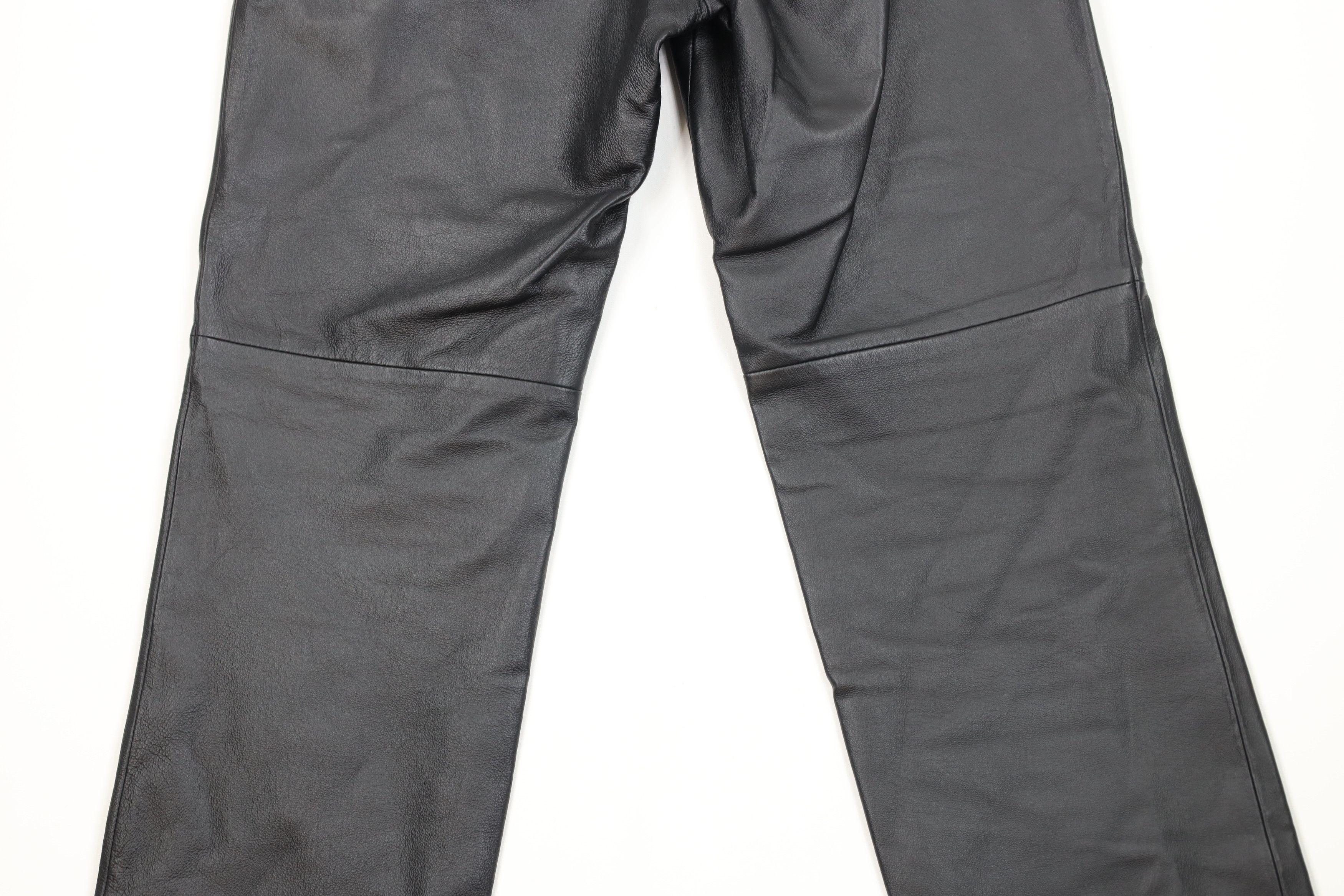 Vintage Vintage 90s Streetwear Leather Straight Leg Pants Black Size 28" / US 6 / IT 42 - 11 Thumbnail