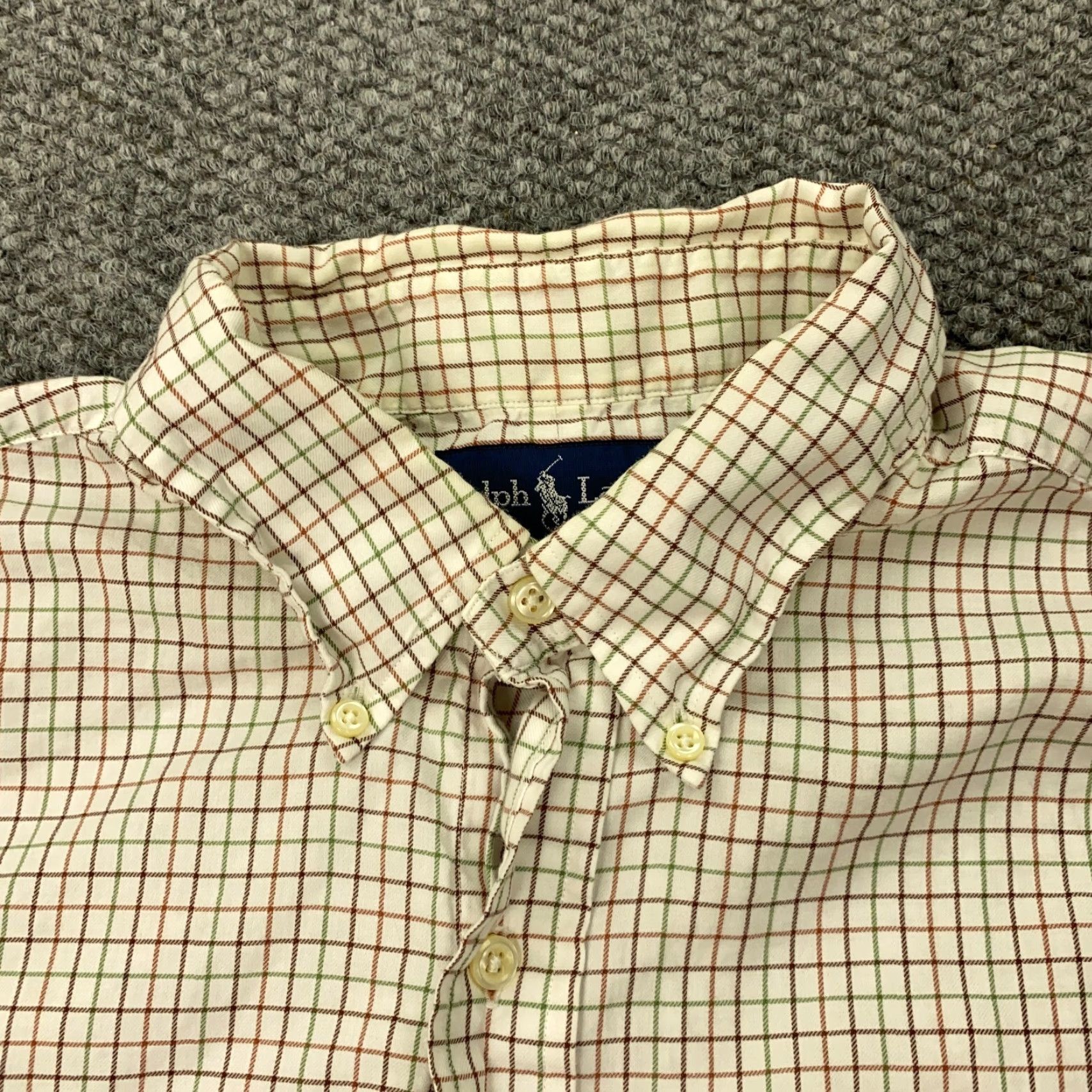 Ralph Lauren VINTAGE Ralph Lauren Shirt Men Size 17 Plaid Polo Pony Blue 100% Cotton Button-Up Long Sleeve Mens Regular Fit Adult Size US XL / EU 56 / 4 - 3 Thumbnail