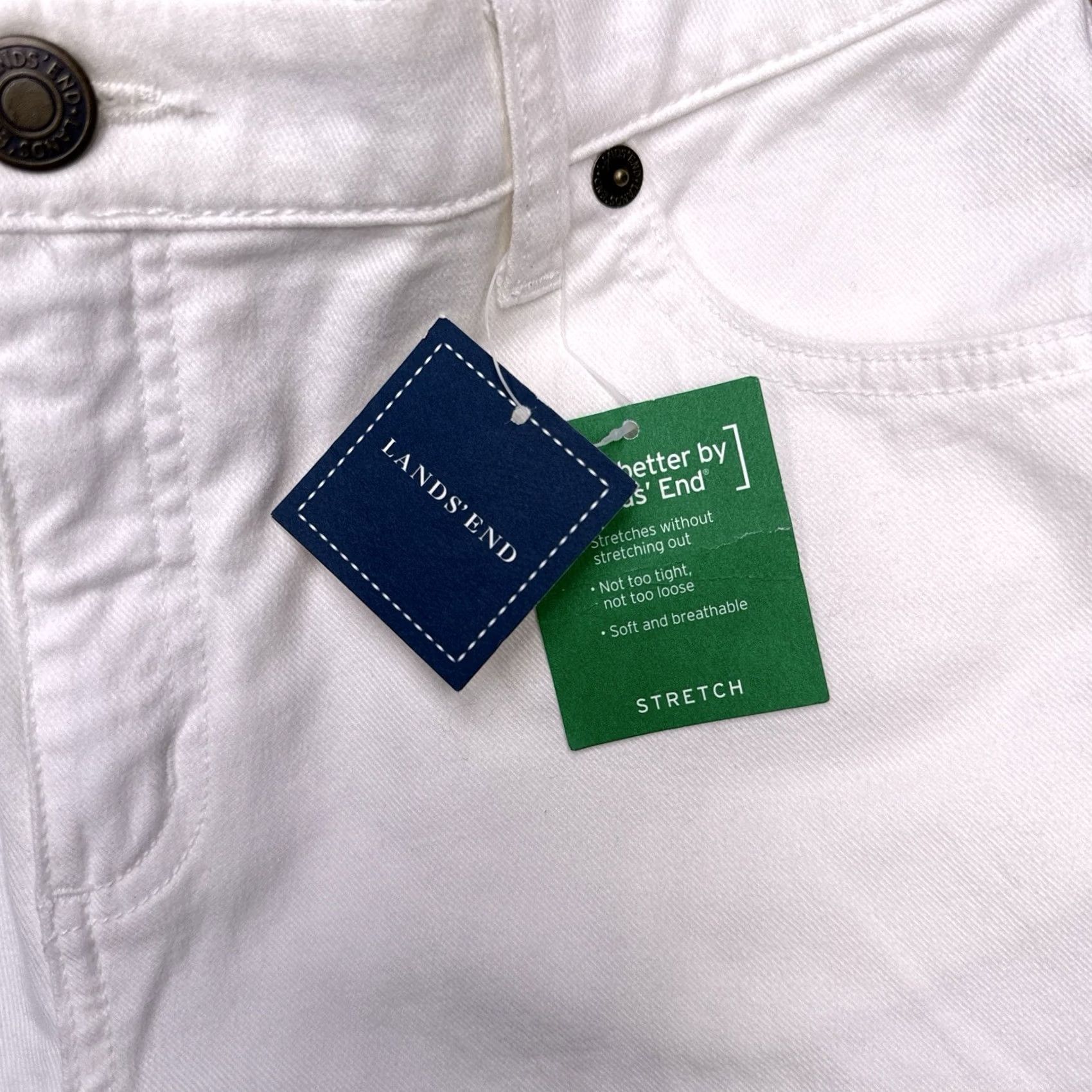 Lands' End Lands' End Bermuda Shorts Womens 8 White Denim Stretch 17 Inseam 5-Pocket Zip Front Mid Rise Sport Casual 30 W Machine Washable Size 30" / US 8 / IT 44 - 4 Thumbnail