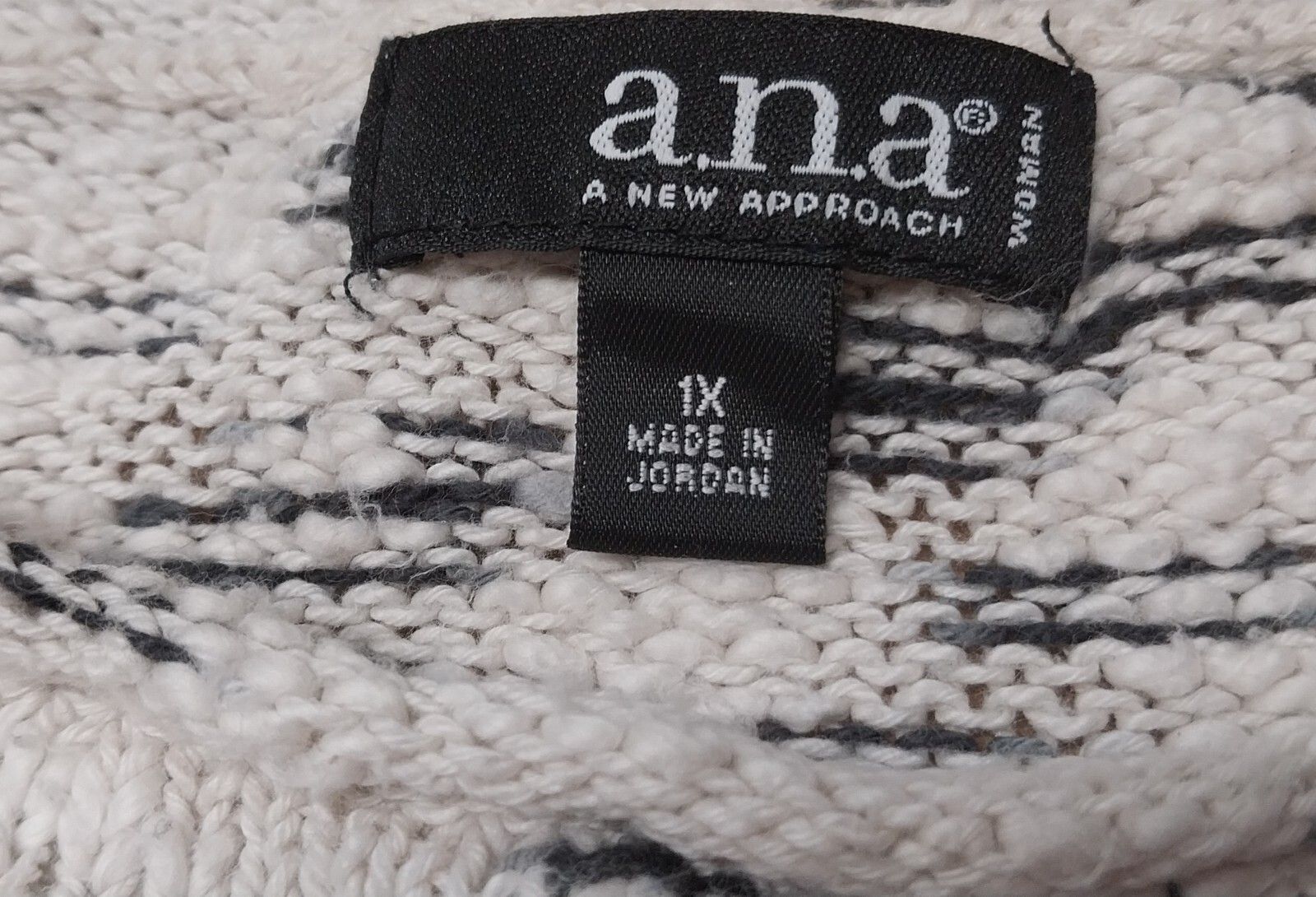 Other A.N.A Womens 1X Cream Black Lightweight Sweater 3/4 Sleeve Size XL / US 12-14 / IT 48-50 - 3 Thumbnail
