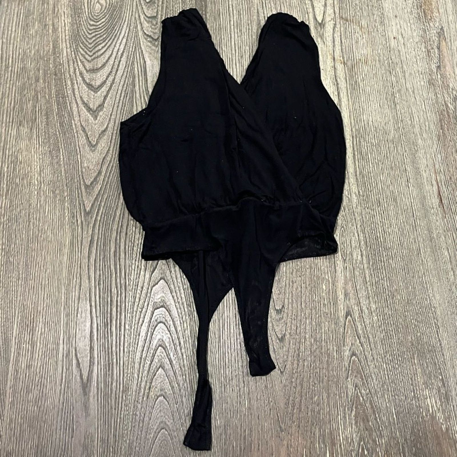 Vintage Womens Plunging Thong Bodysuit Rayon blend Stretch Black S Size S / US 4 / IT 40 - 4 Thumbnail