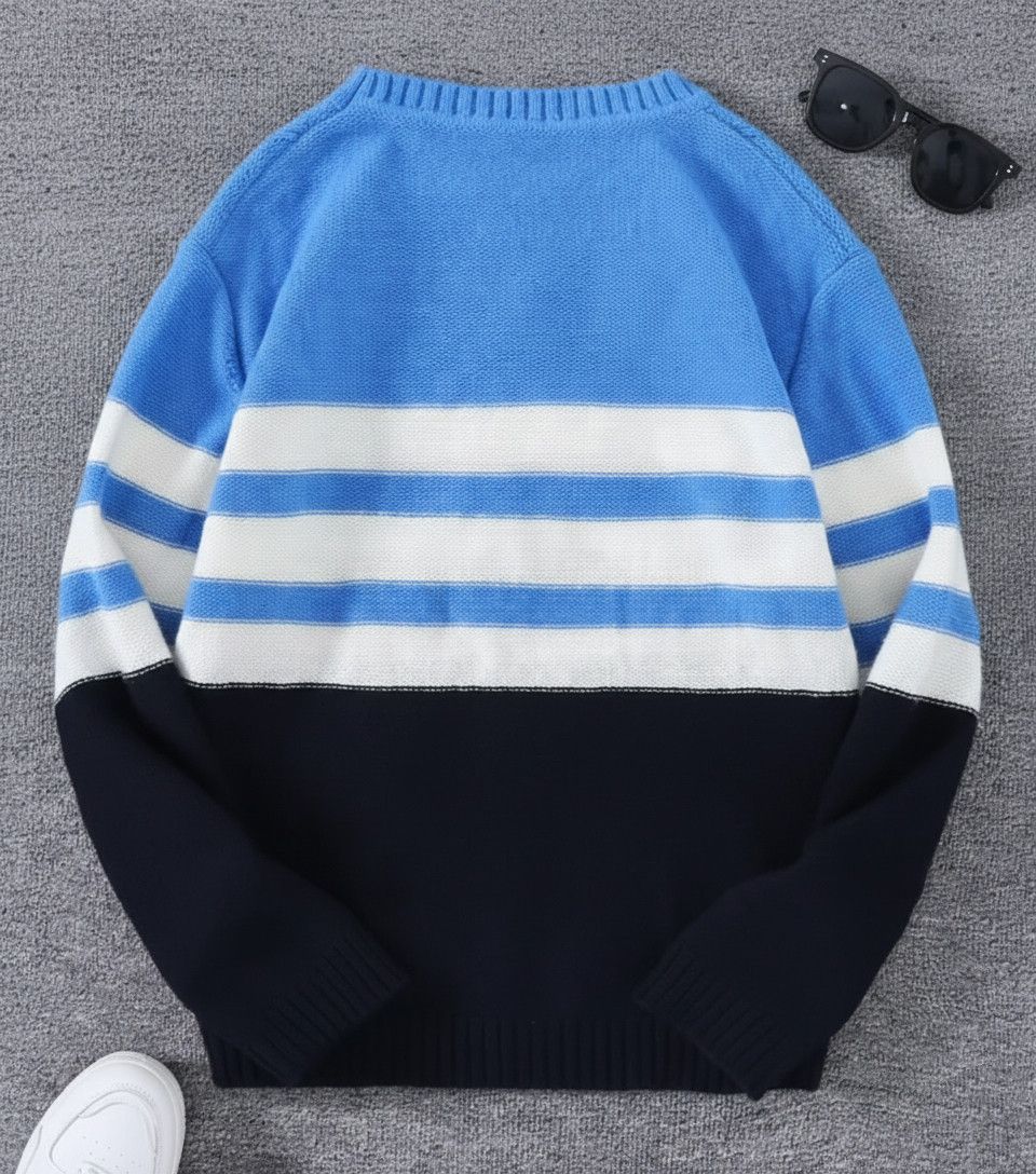 Other Streetwear Striped Hemp Straw Sweater Jacquard Knitwear Size US M / EU 48-50 / 2 - 2 Thumbnail
