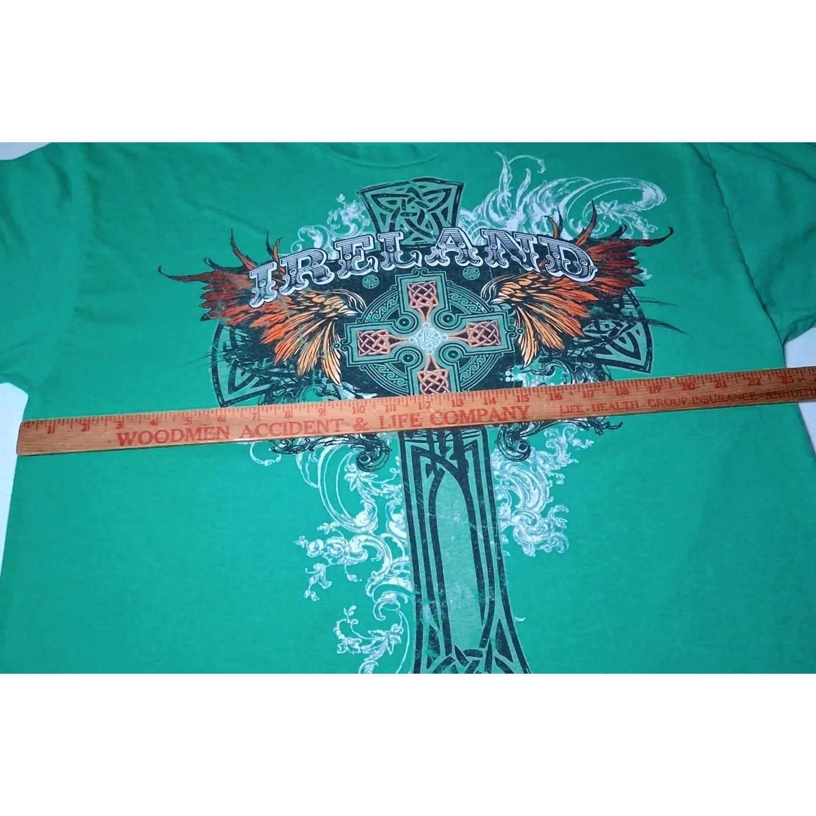 Vintage Ireland Shirt Men XL Green Celtic Cross Angel Wings Irish Y2K Graphic Work READ Size US XL / EU 56 / 4 - 4 Thumbnail