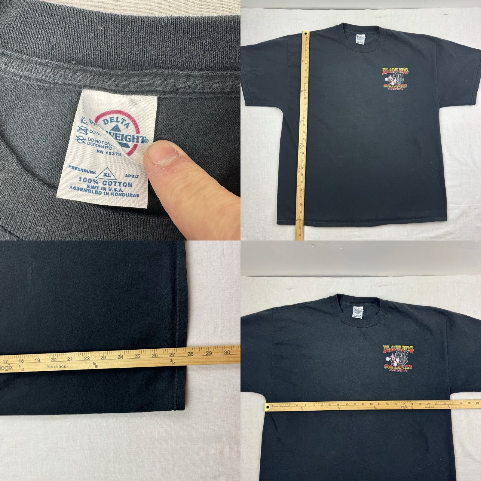 Delta VINTAGE Delta Hog Saloon T Shirt Adult XL Black Biker Grunge Punk Bar Y2K Mens XLarge Short Sleeve Crew Neck Vintage 1990s 2000s Size US XL / EU 56 / 4 - 8 Thumbnail