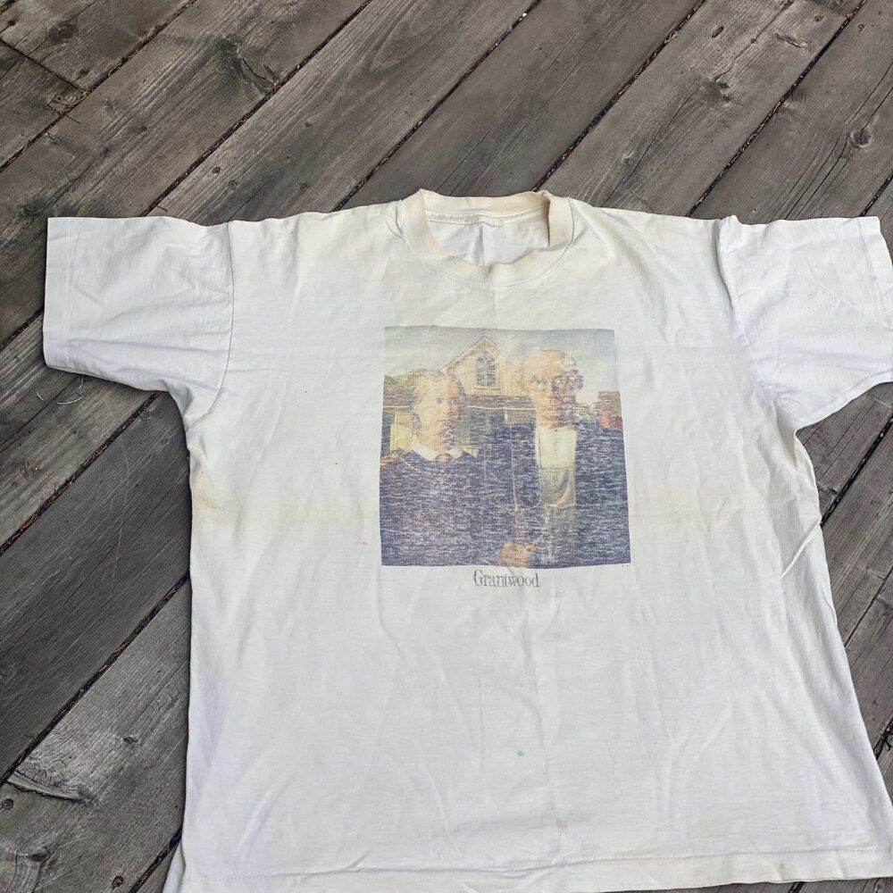 Vintage Vintage 1988 American Gothic Grant Wood Artwork T Shirt Lar Size US L / EU 52-54 / 3 - 3 Thumbnail