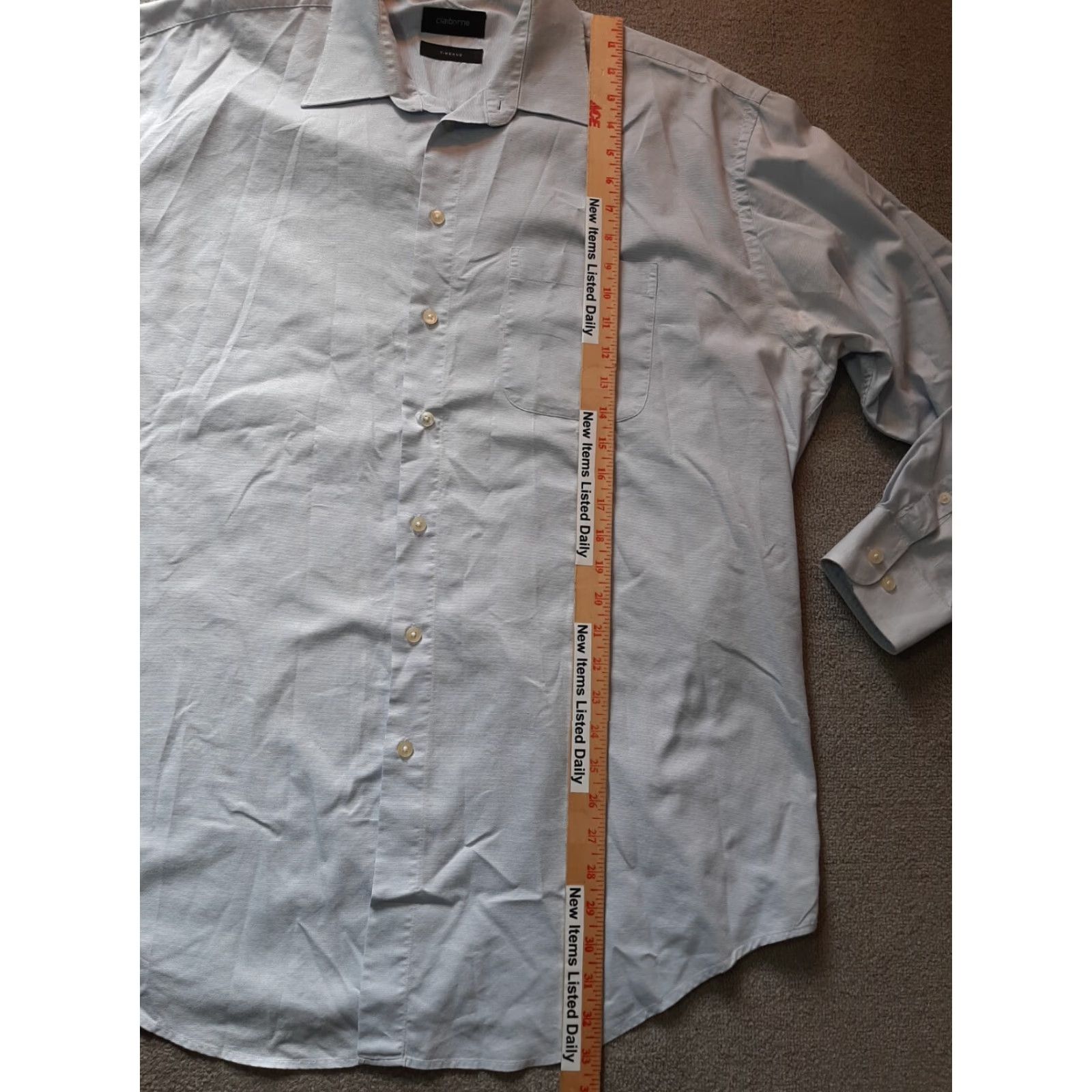 Liz Claiborne Claiborne Shirt Dress Shirt Blue Long Sleeve Button-Down 17 Neck 34/35 Weave Pocket XL Mens Size US XL / EU 56 / 4 - 4 Thumbnail