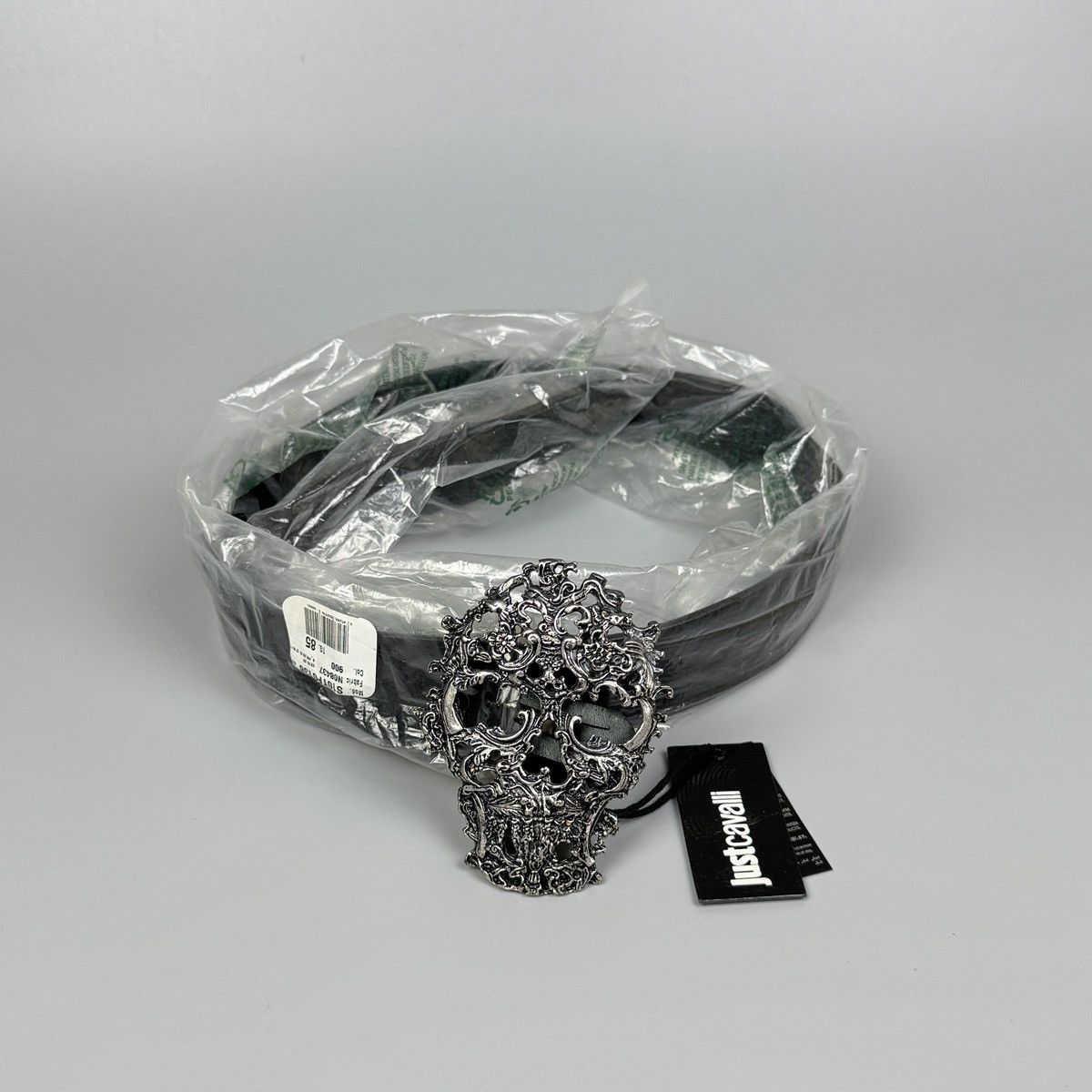 Just Cavalli Just Cavalli - Metal Skull Decorative Buckle Leather Belt Size 28 - 2 Thumbnail