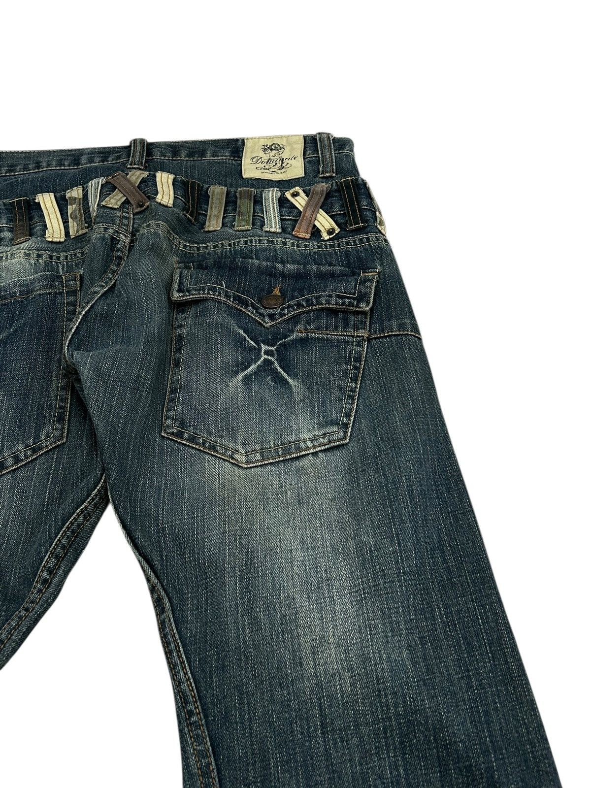 Le Grande Bleu (L.G.B.) Vintage Dominate Double Waist Mud Washed Whisker Clawn Mark Size US 33 - 14 Thumbnail