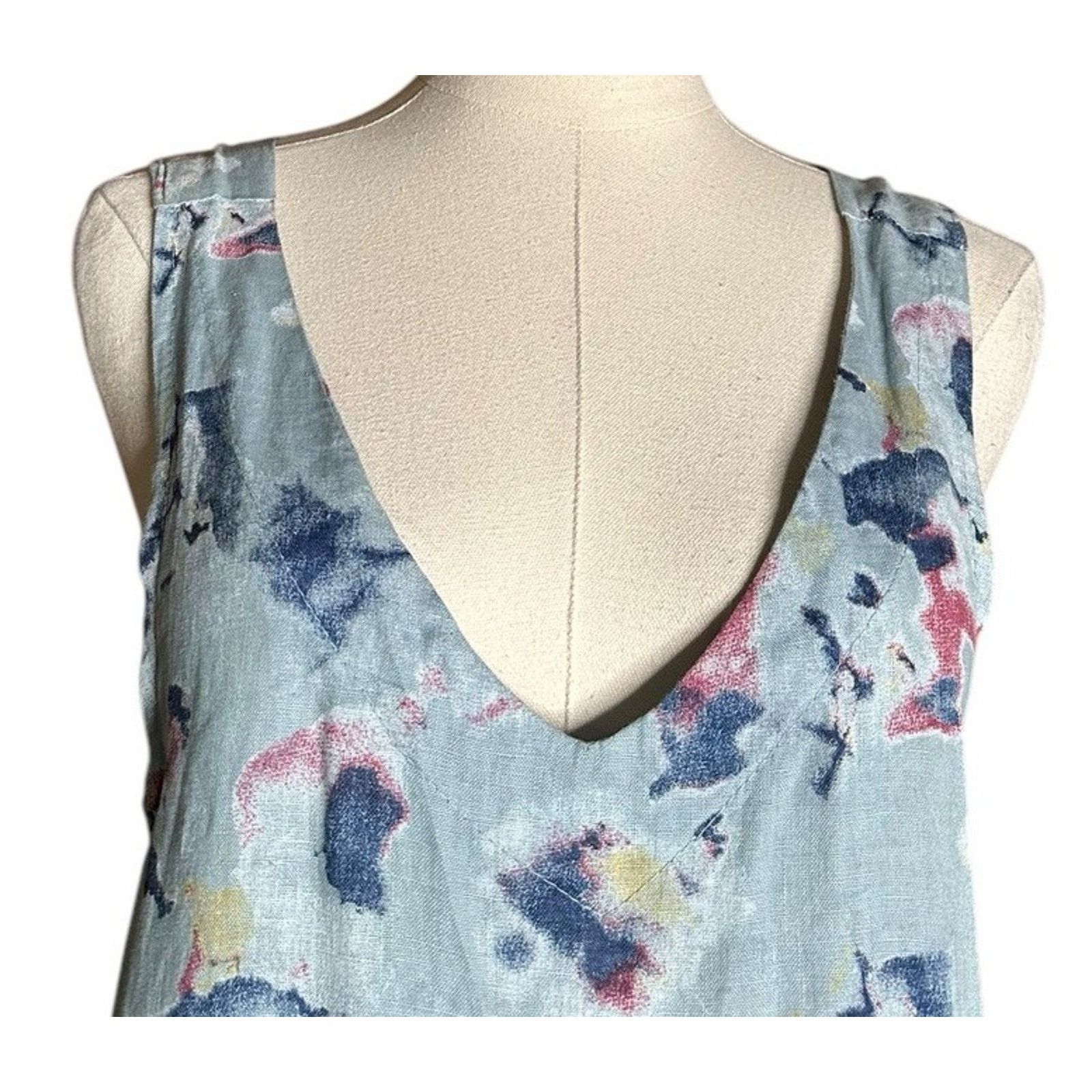 Other Bellambra Linen Dress Womens XS Blue Floral Sleeveless Italy Size XS / US 0-2 / IT 36-38 - 2 Thumbnail