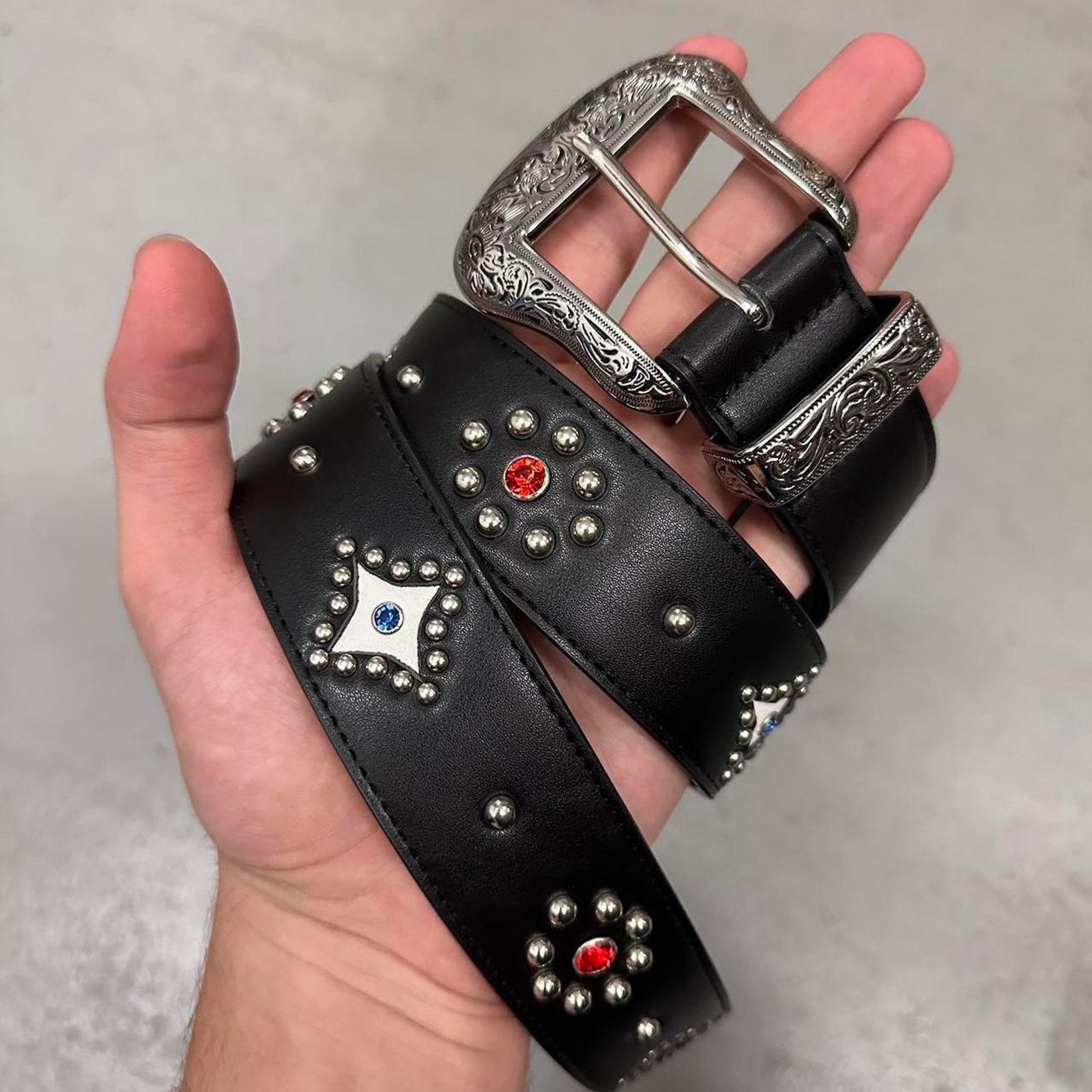 Other Black studded western style belt WMNS Size ONE SIZE - 2 Thumbnail