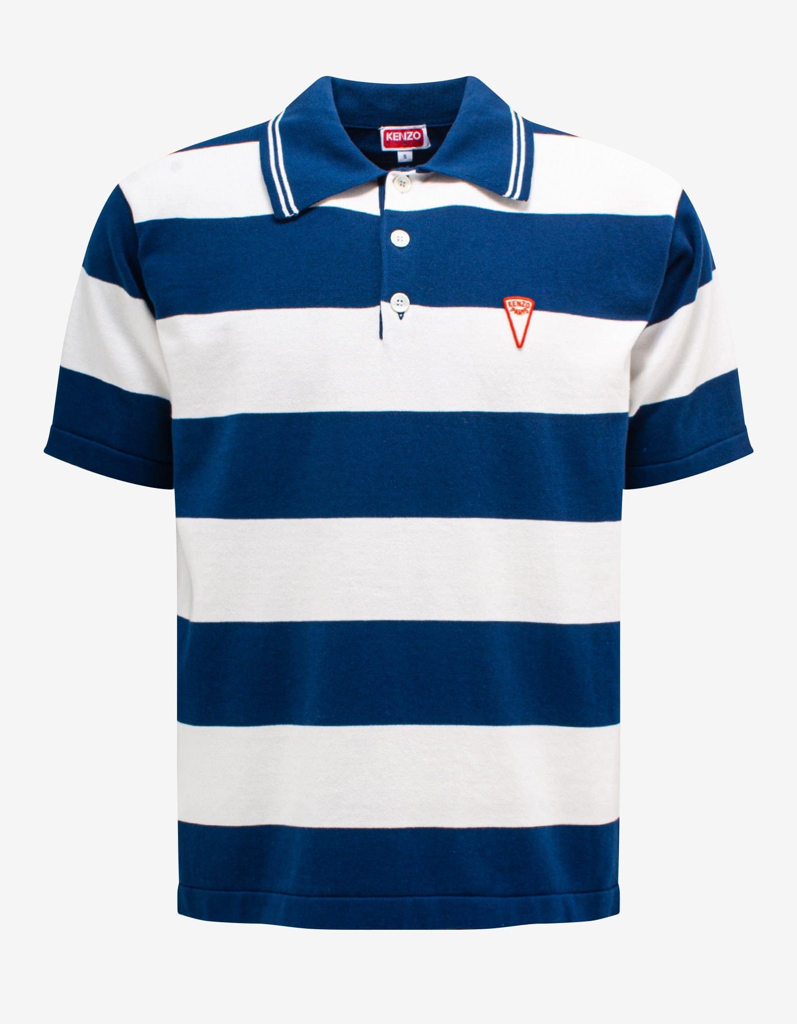 Image of Kenzo Blue & White Stripe Polo T-Shirt, Men's (Size Small)