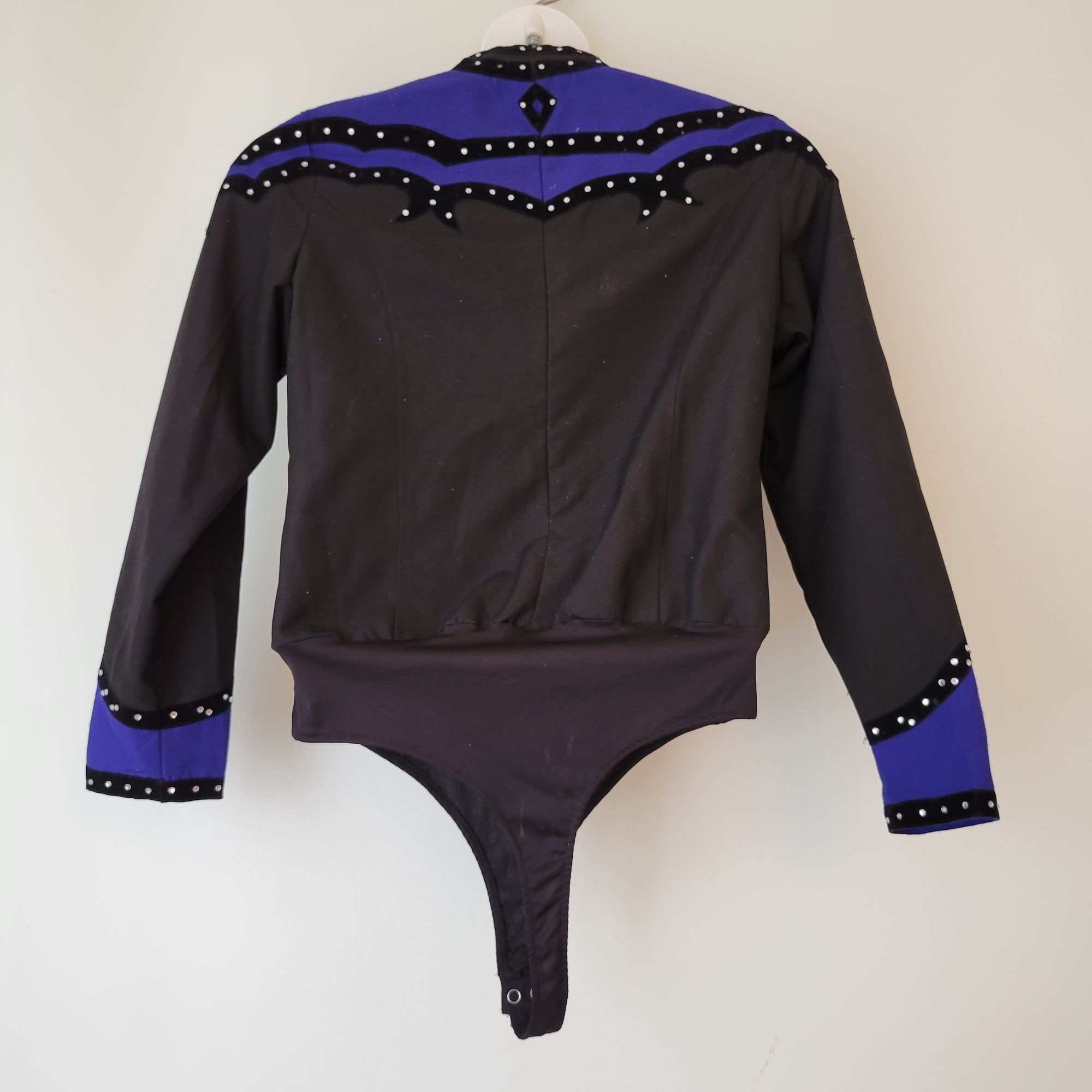 Vintage Vintage Custom Embellished Black Purple Long Sleeve Bodysuit Size L / US 10 / IT 46 - 2 Thumbnail