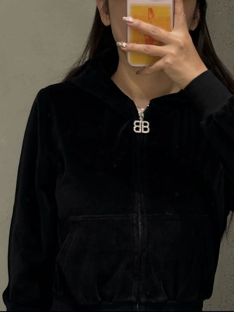 Balenciaga Balenciaga Black velvet zip-up velvet jacket Size L / US 10 / IT 46 - 9 Thumbnail