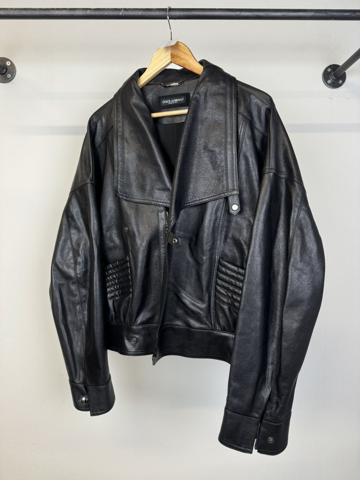 2010s Dolce & Gabbana aviator boxy bomber leather jacket
