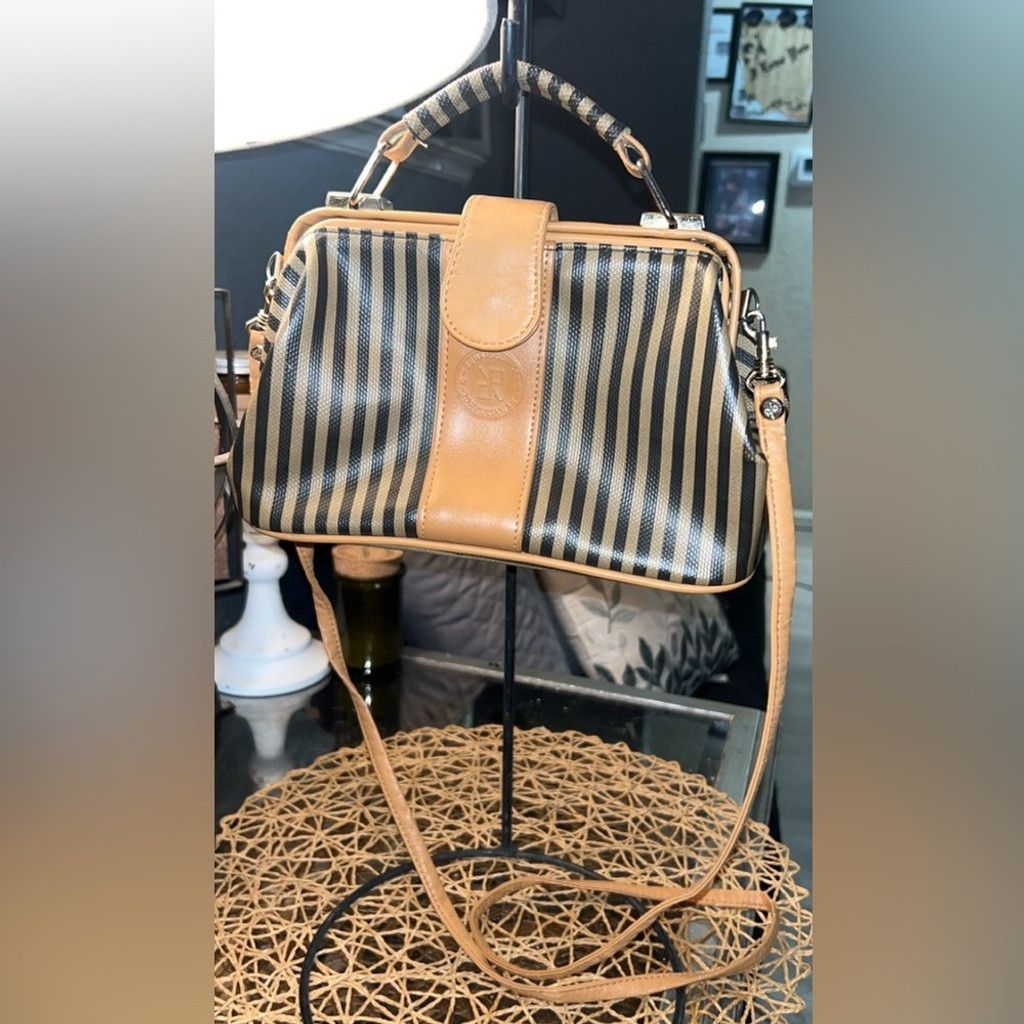 Other Renaissance striped purse w leather accents double closure Size ONE SIZE - 4 Thumbnail