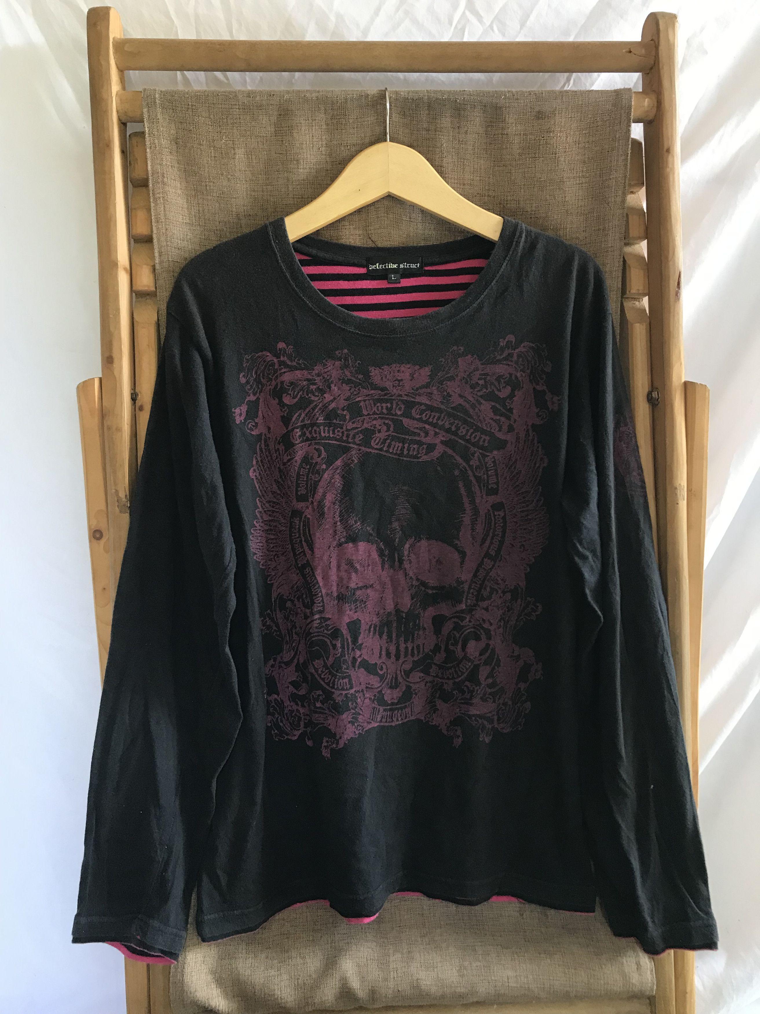 Hysteric Glamour Skull Long Sleeve Striped Tee | Grailed