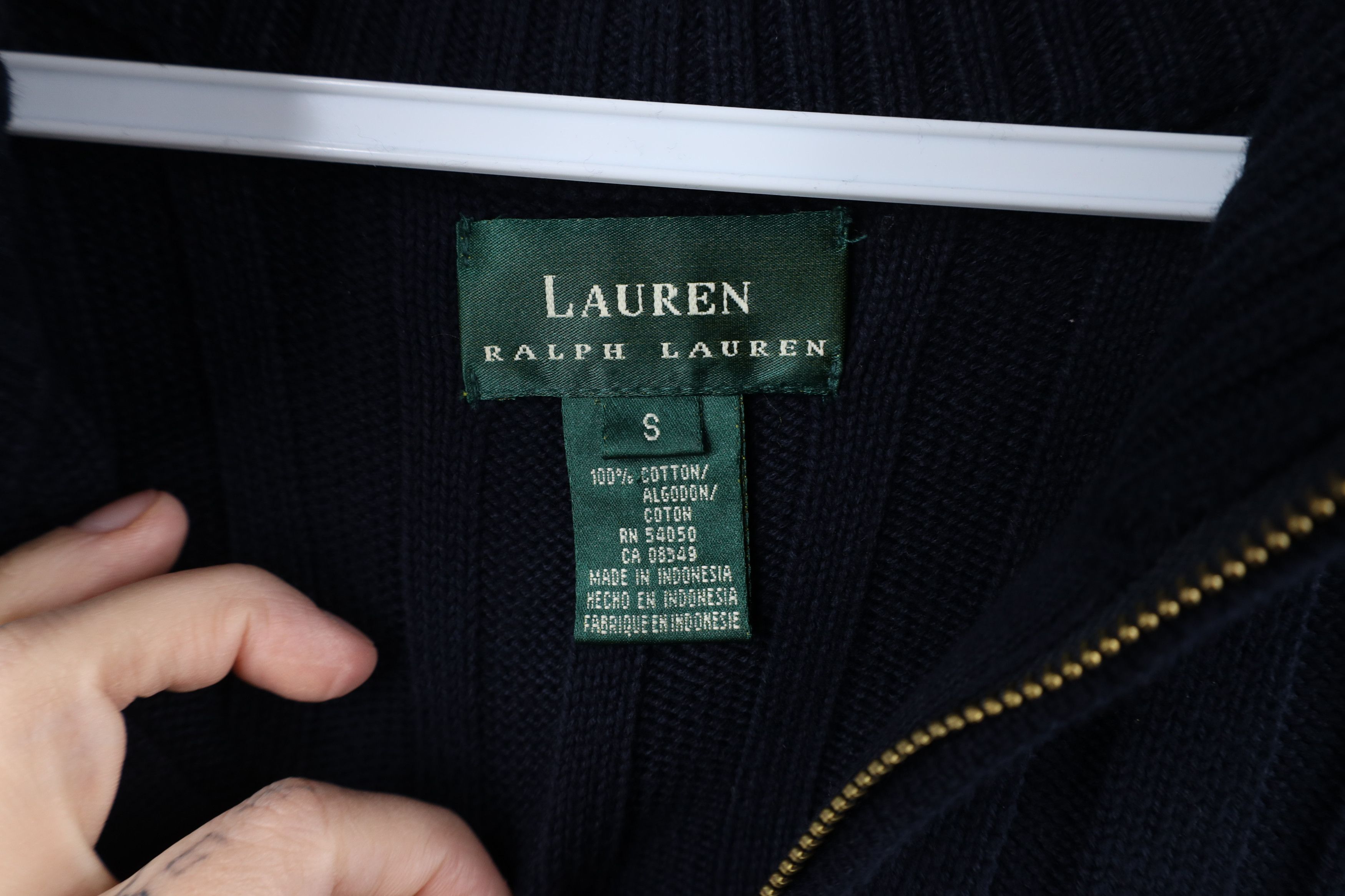 Ralph Lauren × Vintage Vintage 90s Ralph Lauren Cotton Ribbed Knit Half Zip Sweater Size S / US 4 / IT 40 - 7 Thumbnail